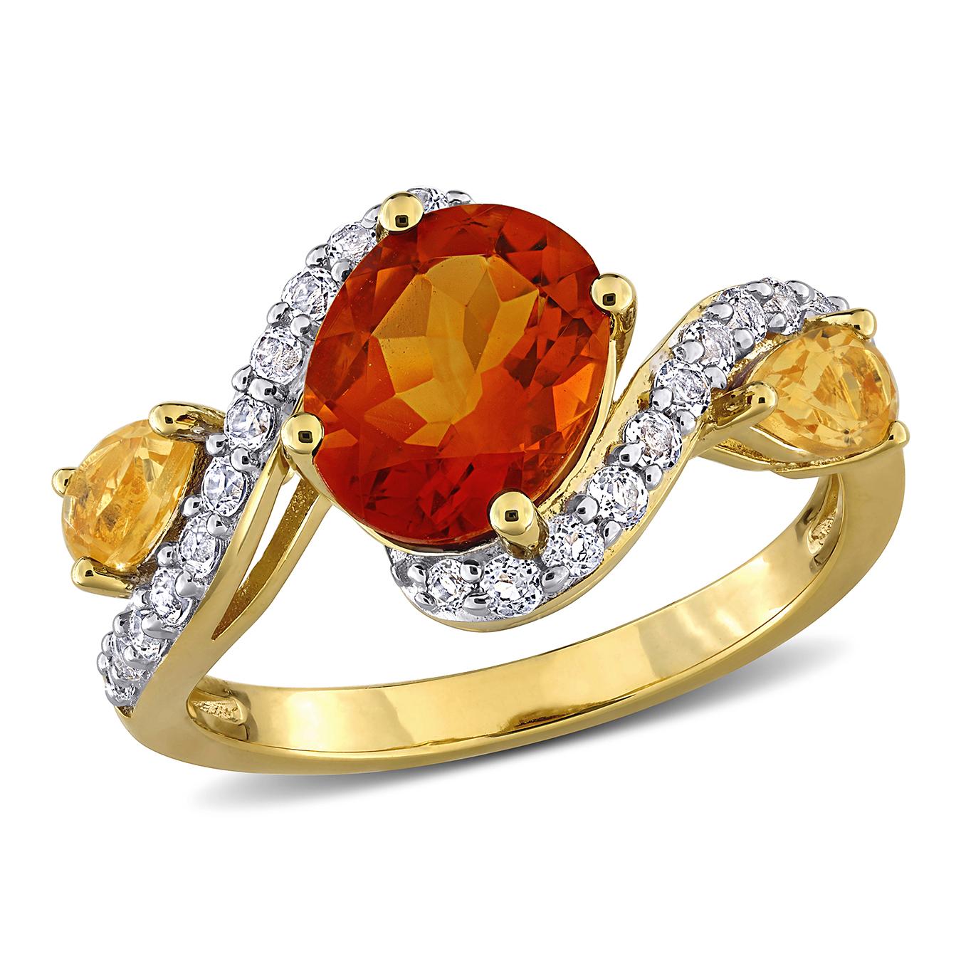 Julianna B Yellow Plated Sterling Silver Citrine & White Topaz Ring