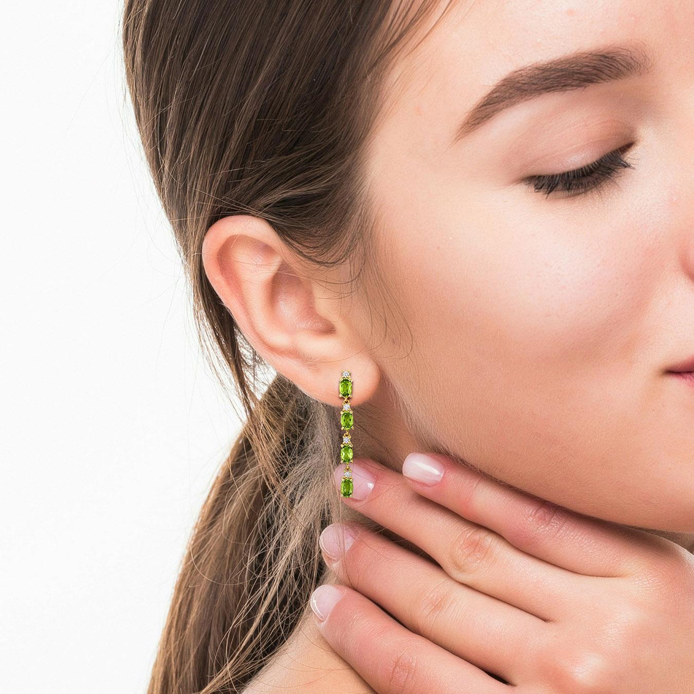 Julianna B Yellow Plated Sterling Silver Peridot & White Topaz Drop Earrings