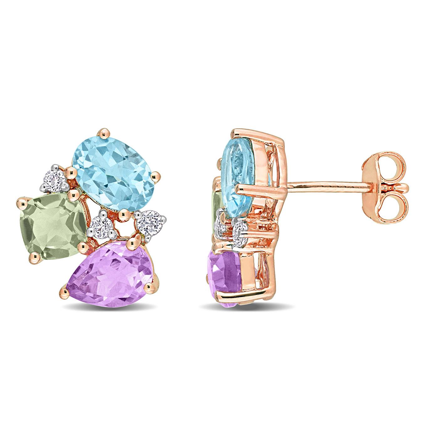 Julianna B Rose Plated Sterling Silver Multi-Gemstone Earrings