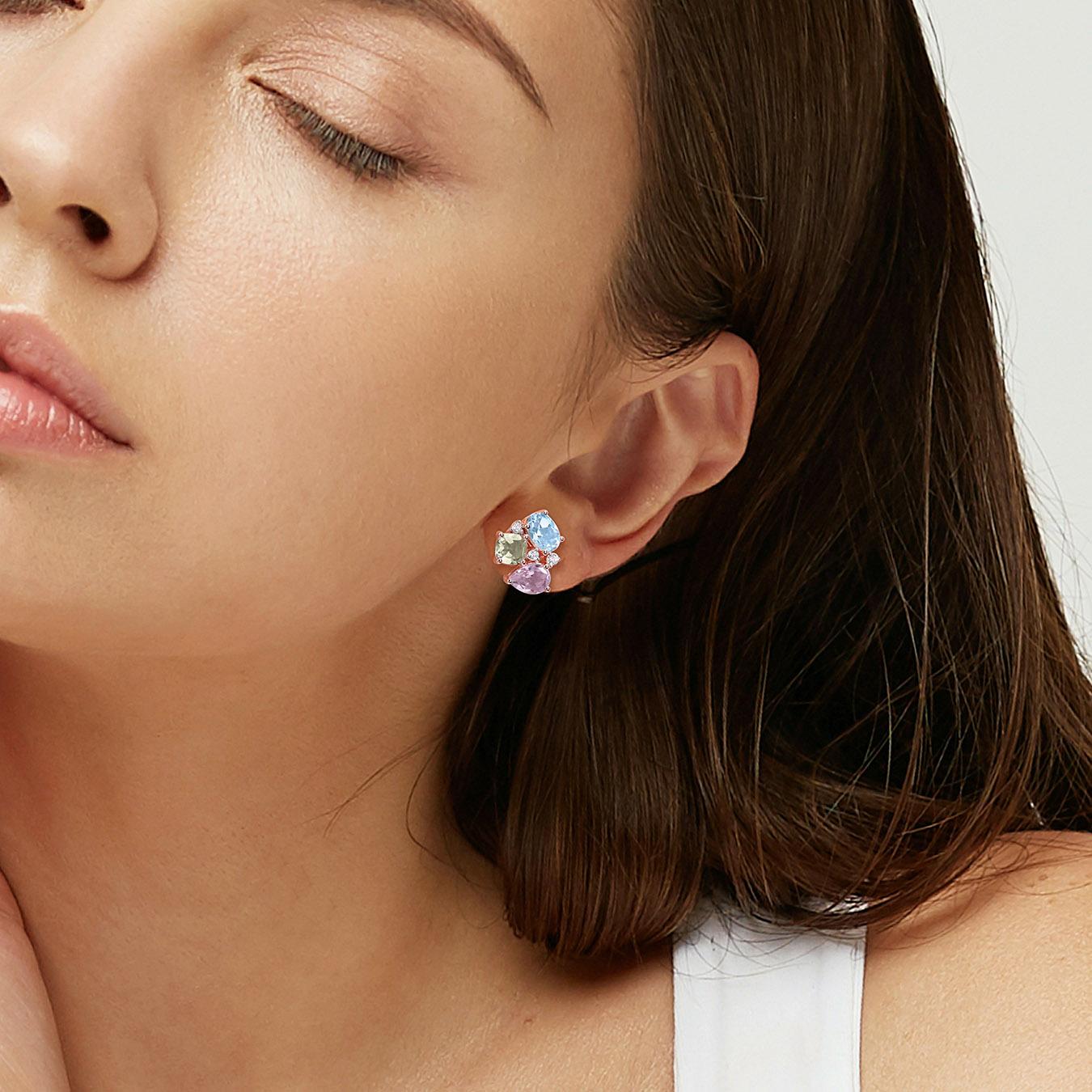 Julianna B Rose Plated Sterling Silver Multi-Gemstone Earrings