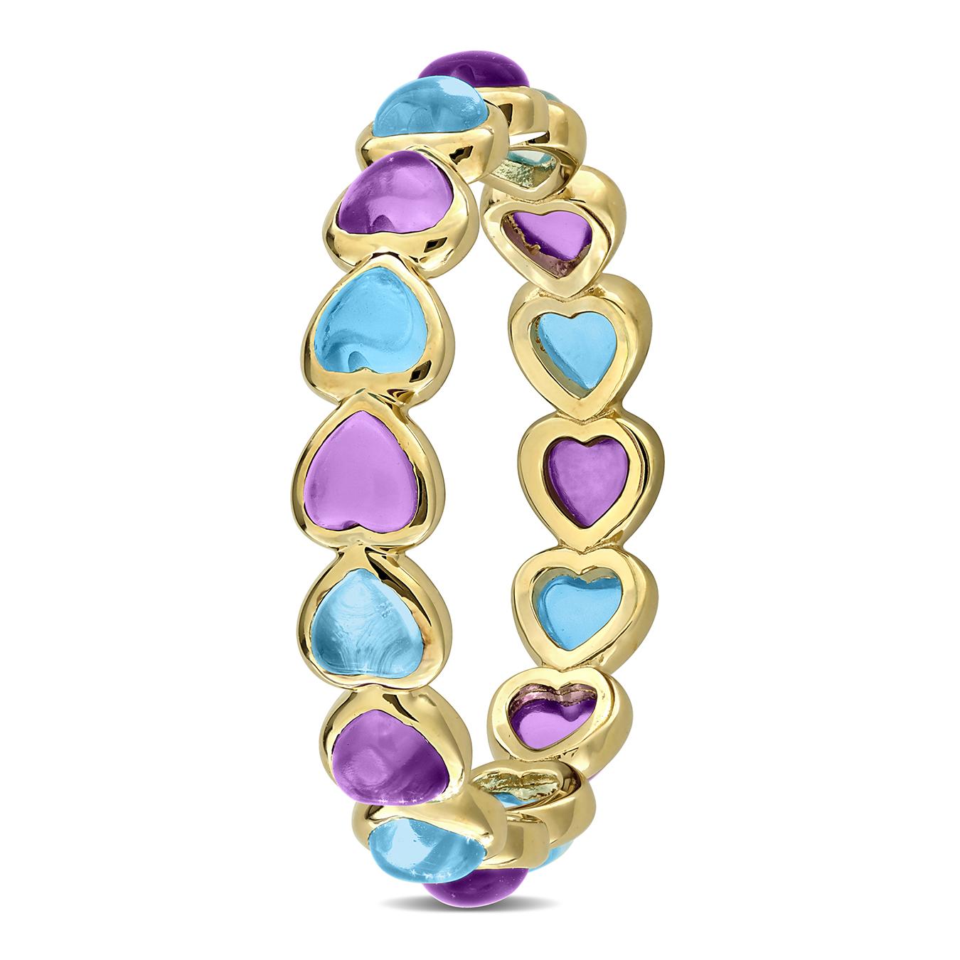 Julianna B Rose Plated Sterling Silver Amethyst & Blue Topaz Heart Ring