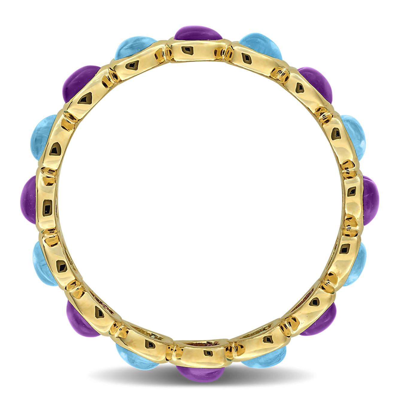 Julianna B Rose Plated Sterling Silver Amethyst & Blue Topaz Heart Ring