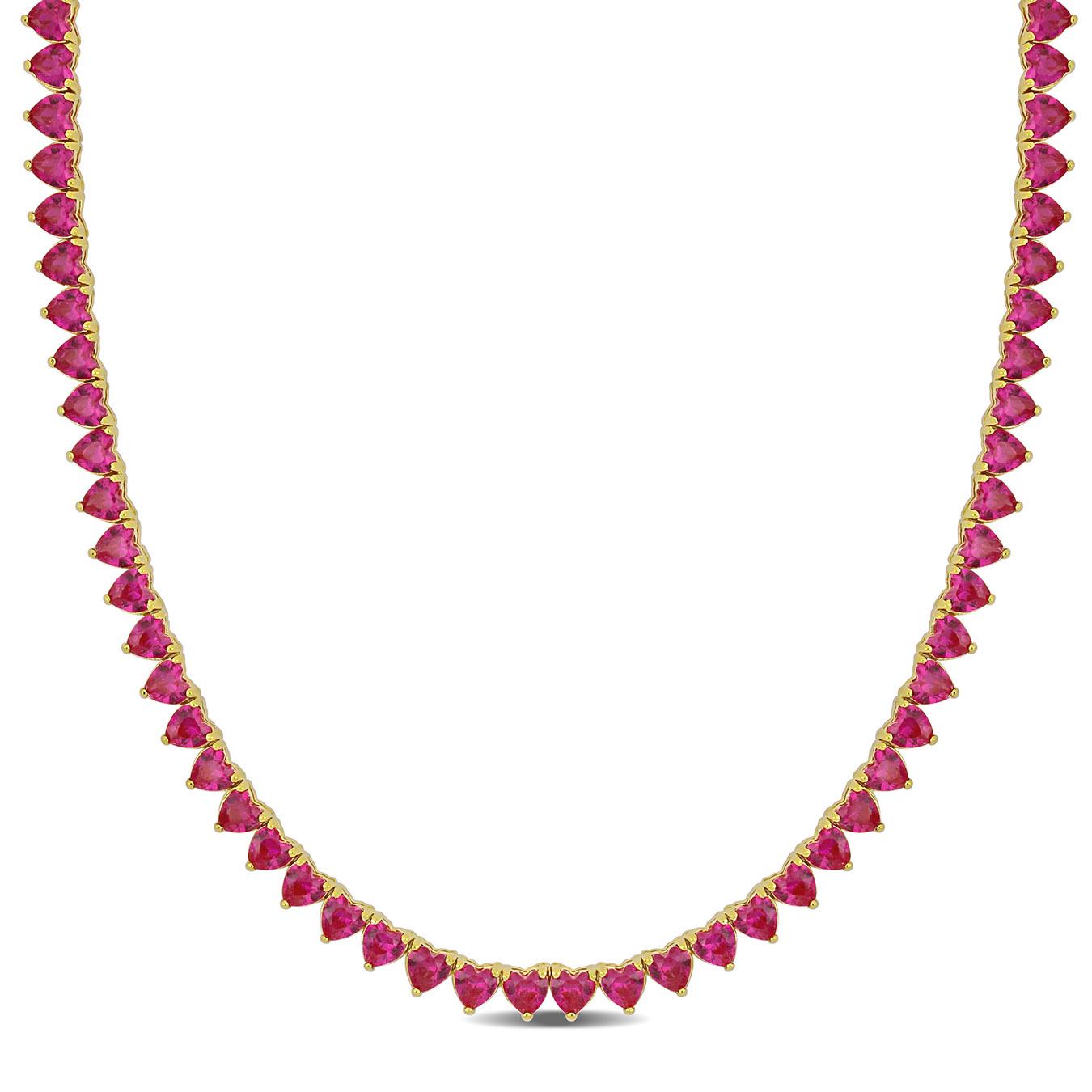 Julianna B Yellow Plated Sterling Silver Created Ruby Necklace 18"