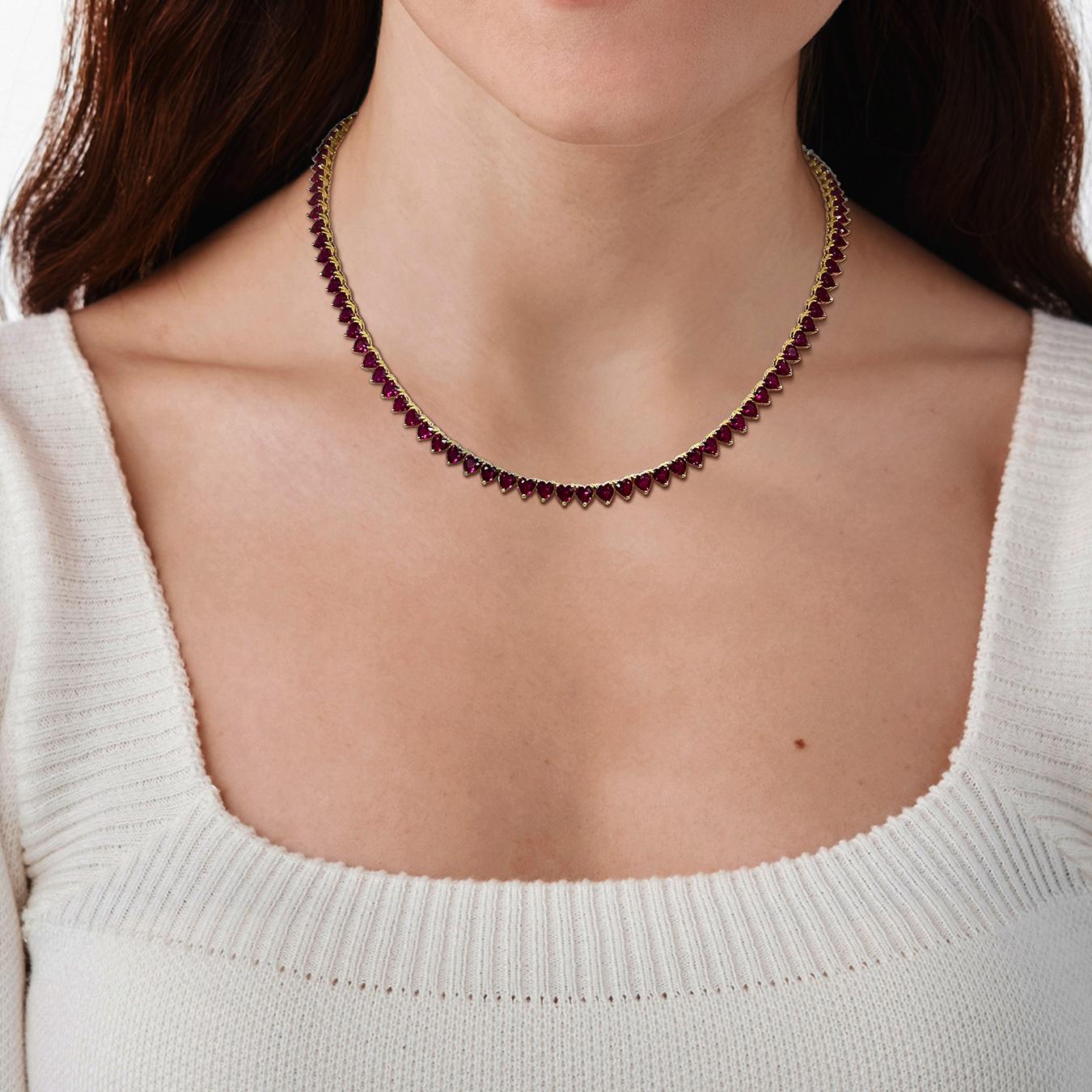 Julianna B Yellow Plated Sterling Silver Created Ruby Necklace 18"