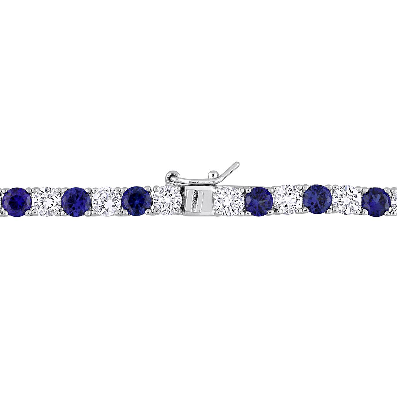 Julianna B Sterling Silver Created Blue & Created White Sapphire Necklace 17"