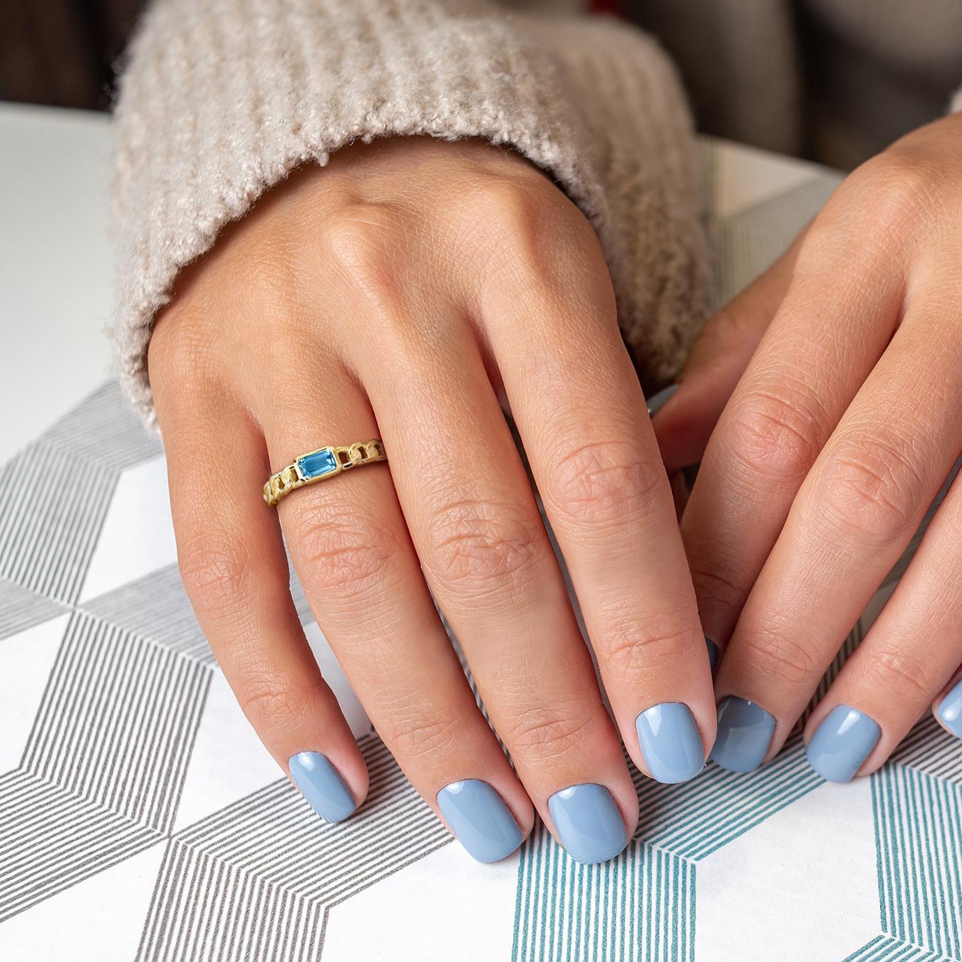 Julianna B 14K Yellow Gold London Blue Topaz Link Ring
