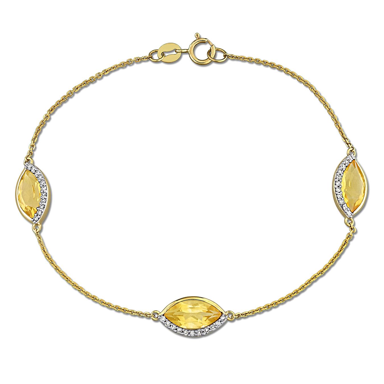 Julianna B 14K Yellow Gold Citrine & Diamond Station Bracelet 7"