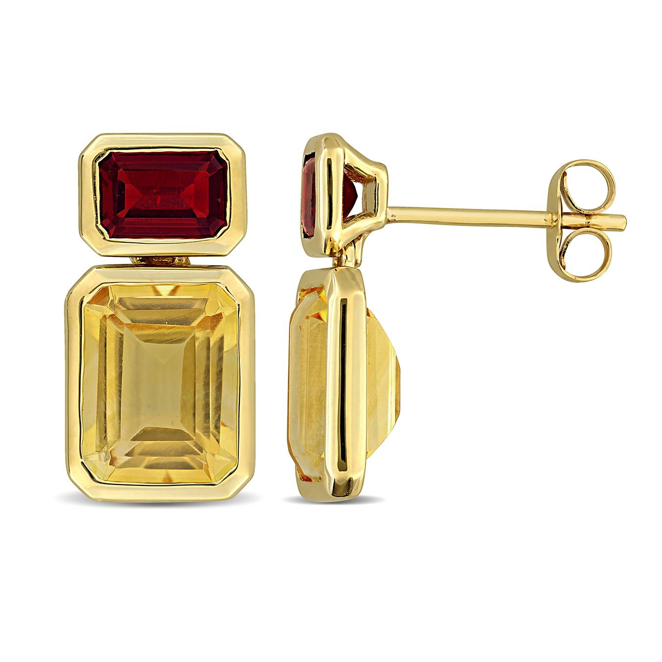 Julianna B 10K Yellow Gold Citrine & Garnet Drop Earrings