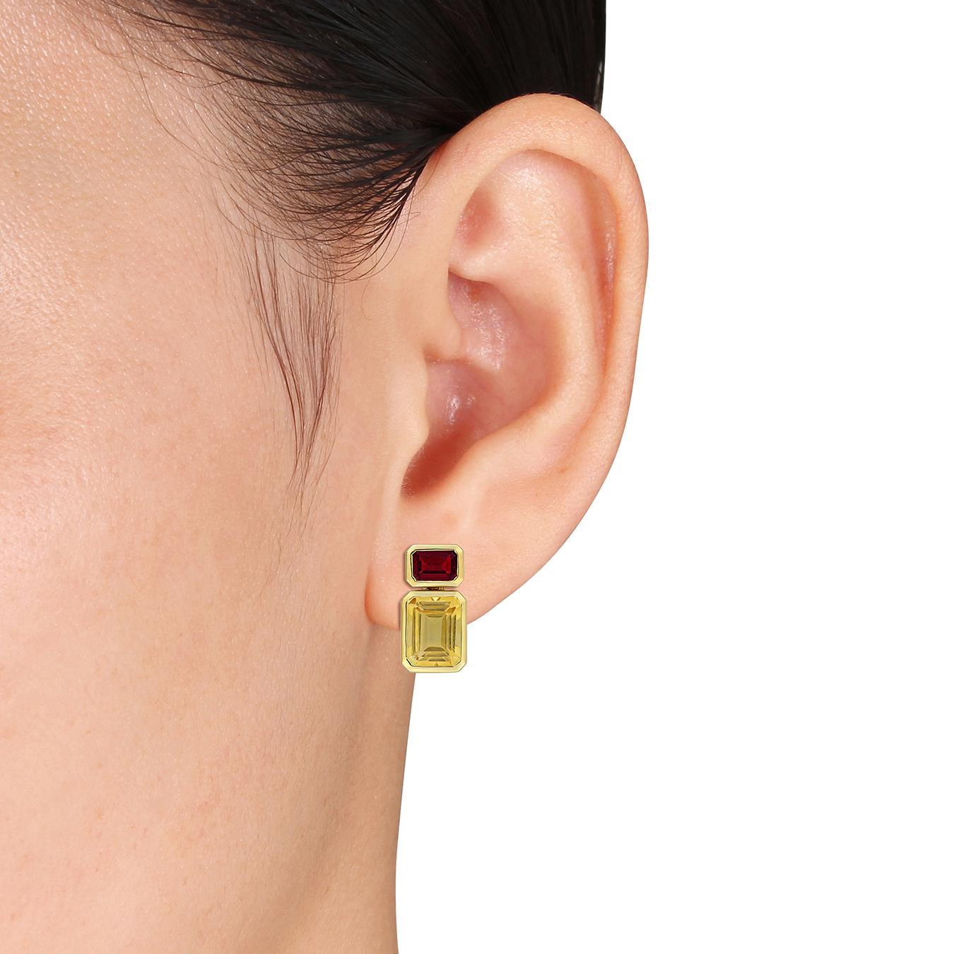 Julianna B 10K Yellow Gold Citrine & Garnet Drop Earrings