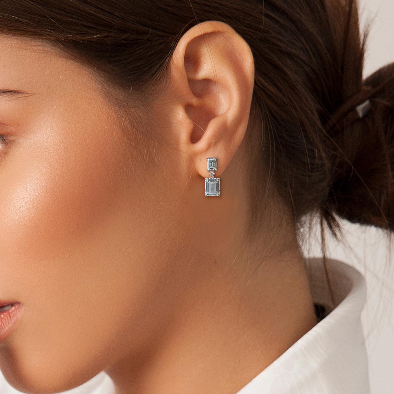 Julianna B 14K White Gold Aquamarine & Diamond Drop Earrings