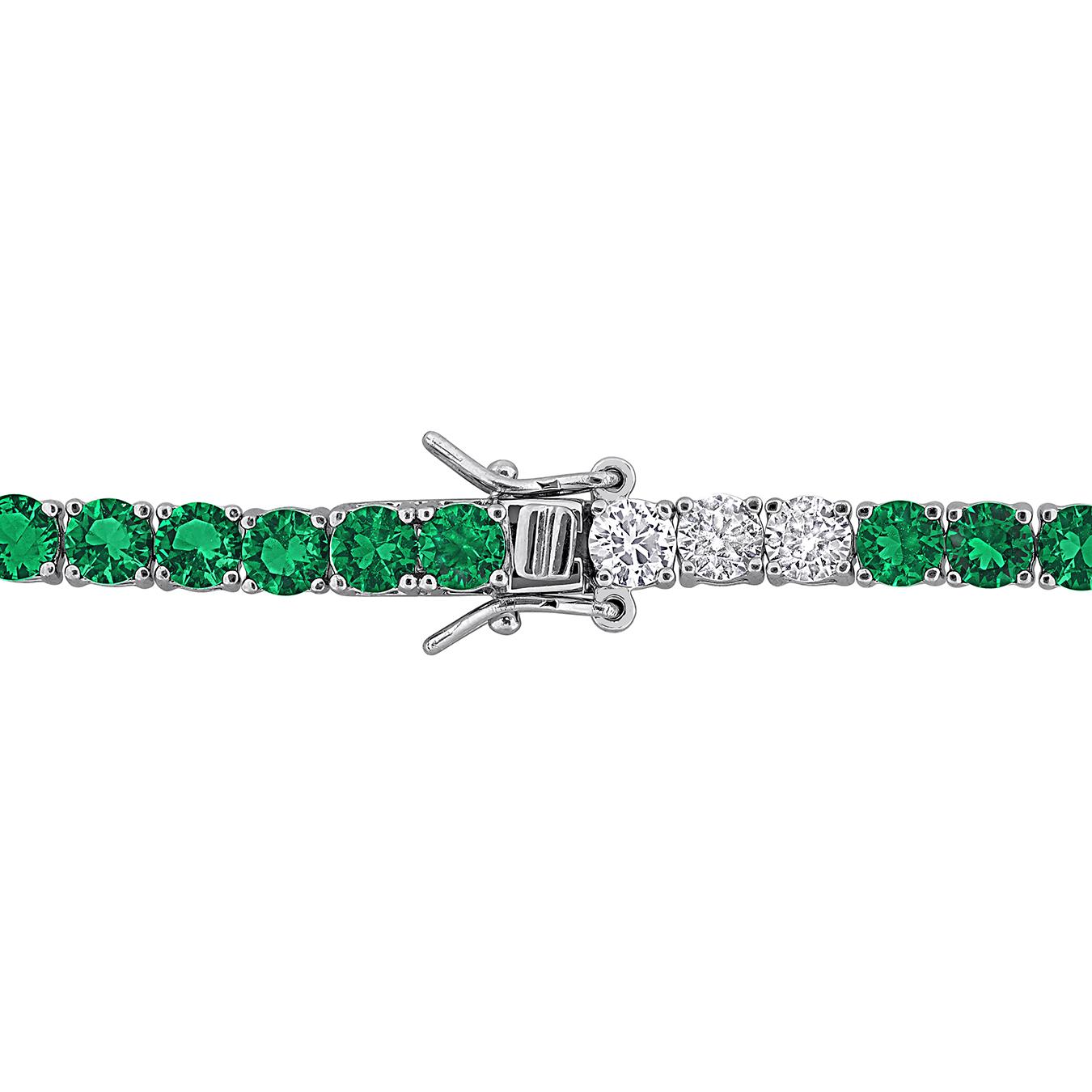 Julianna B Sterling Silver Created Emerald & Created Sapphire Bracelet 7.5"