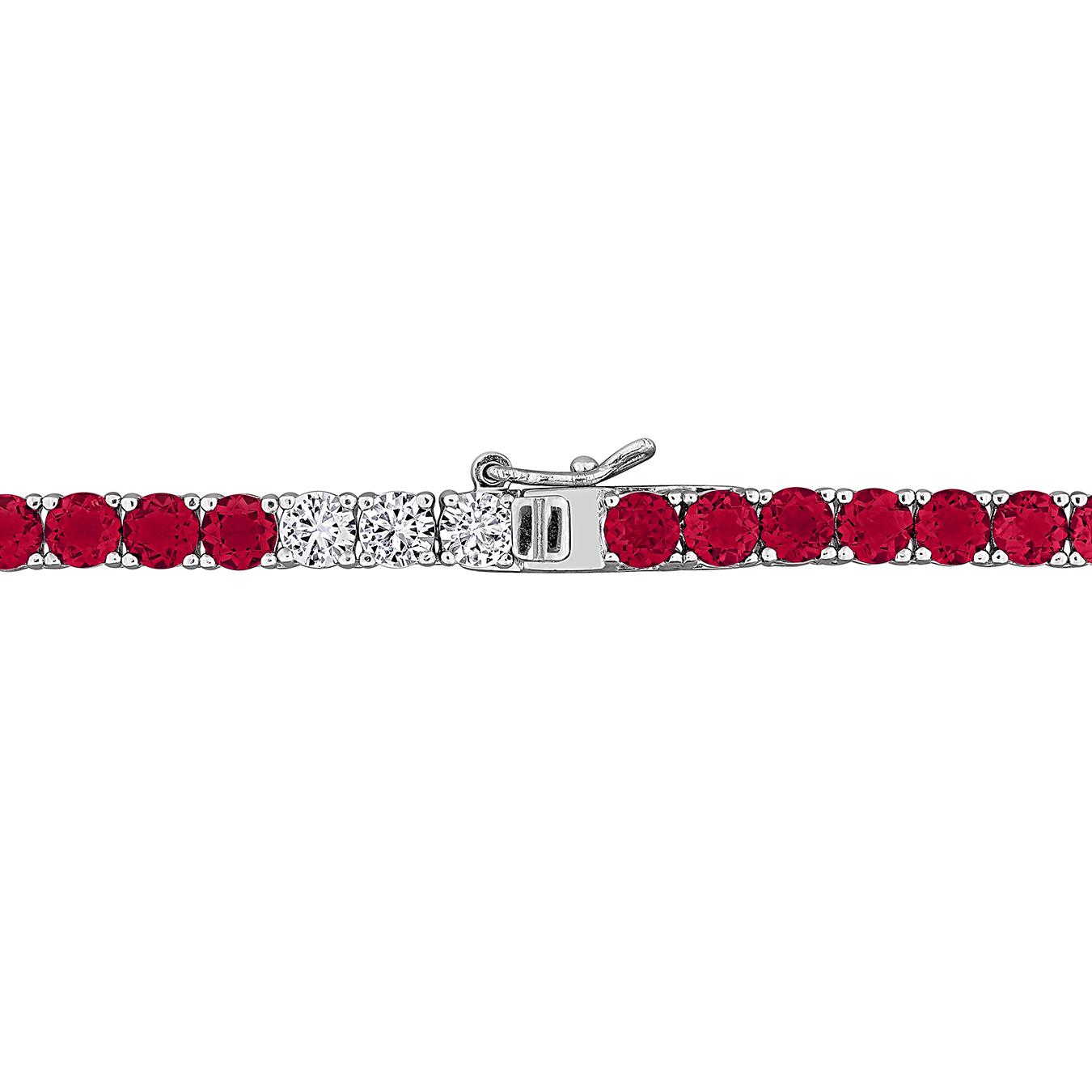 Julianna B Sterling Silver Created Ruby & Created White Sapphire Necklace 17"