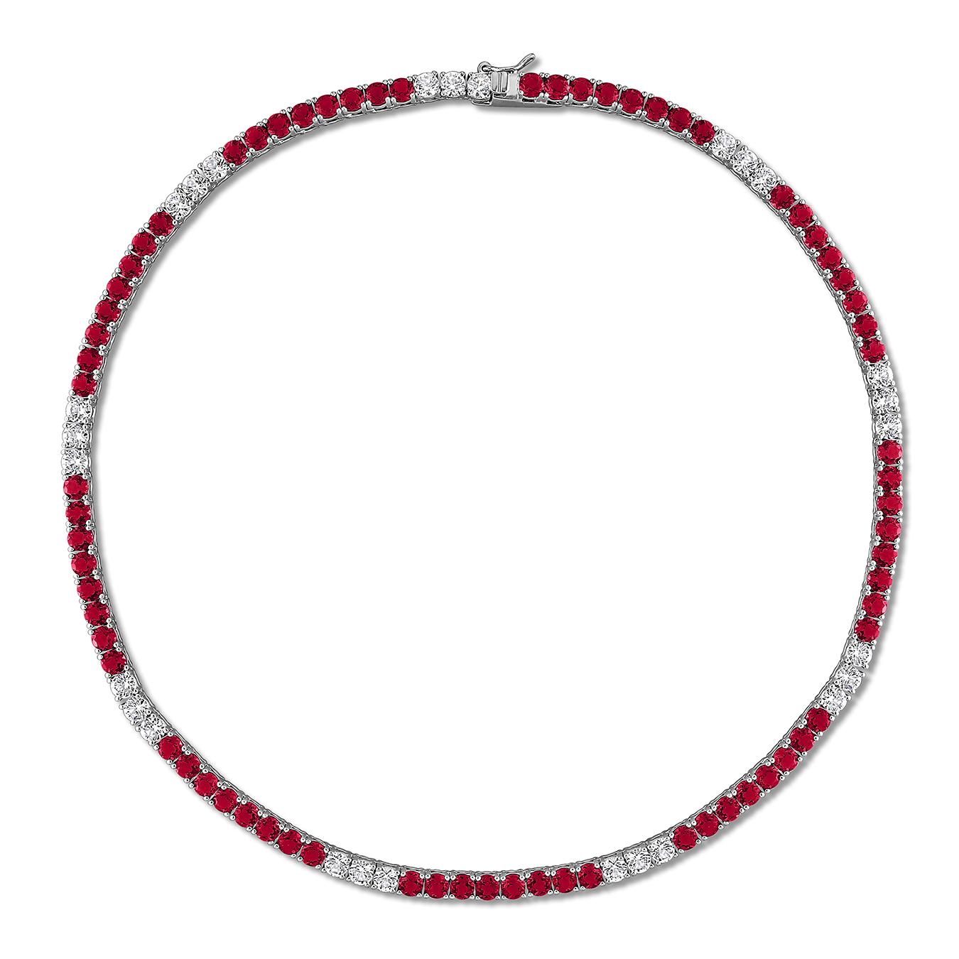 Julianna B Sterling Silver Created Ruby & Created White Sapphire Necklace 17"