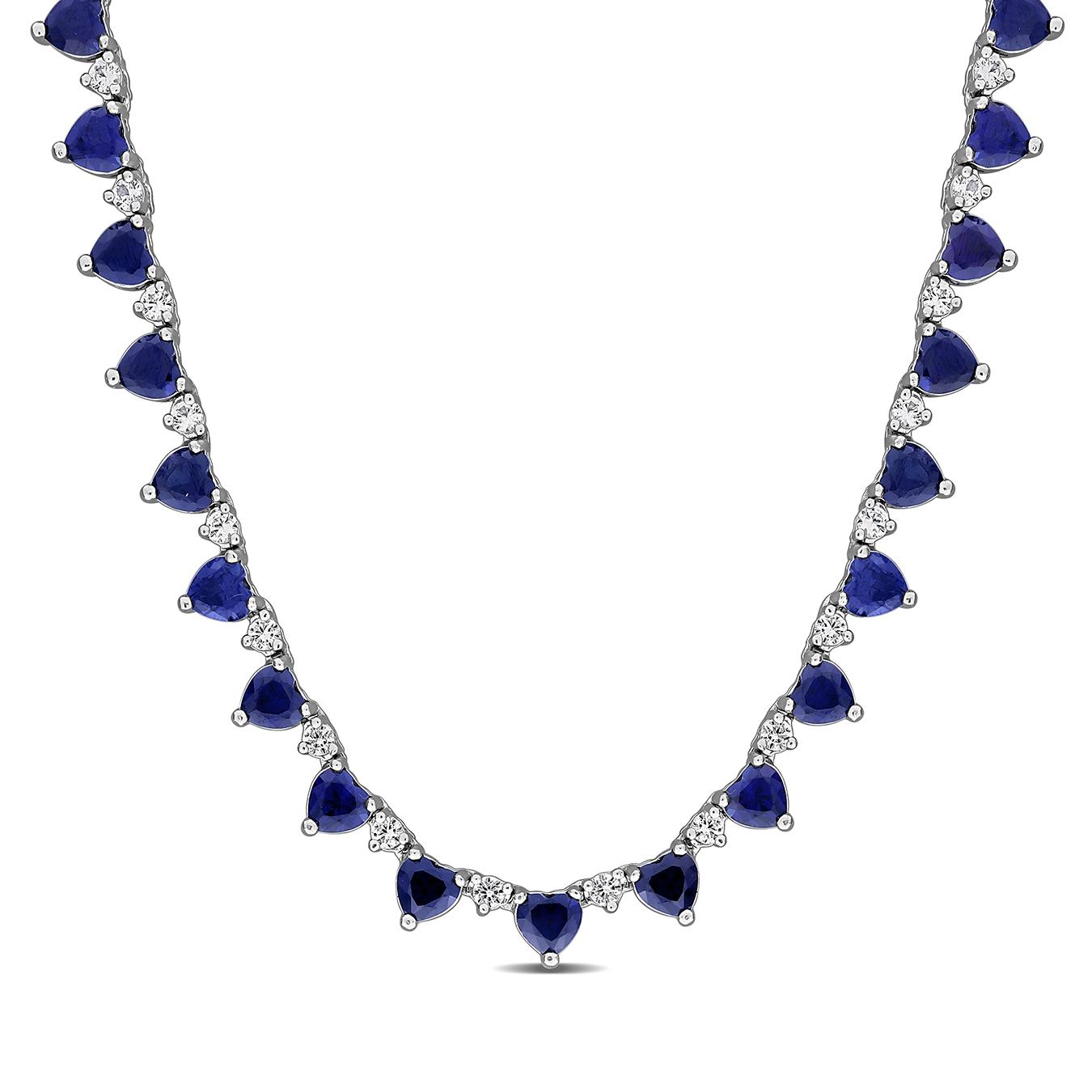 Julianna B Sterling Silver Created & Created White Sapphire Necklace 16
