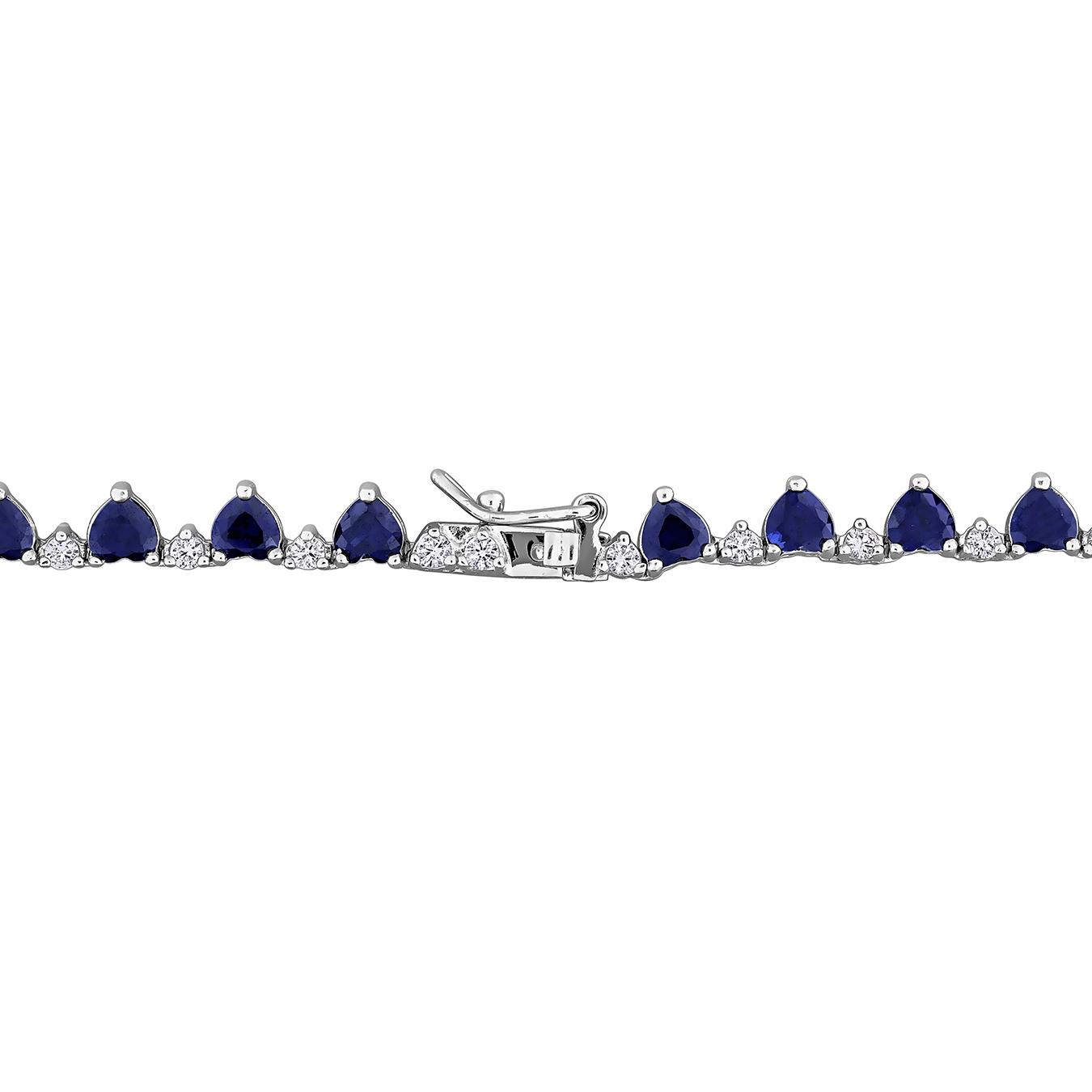 Julianna B Sterling Silver Created & Created White Sapphire Necklace 16