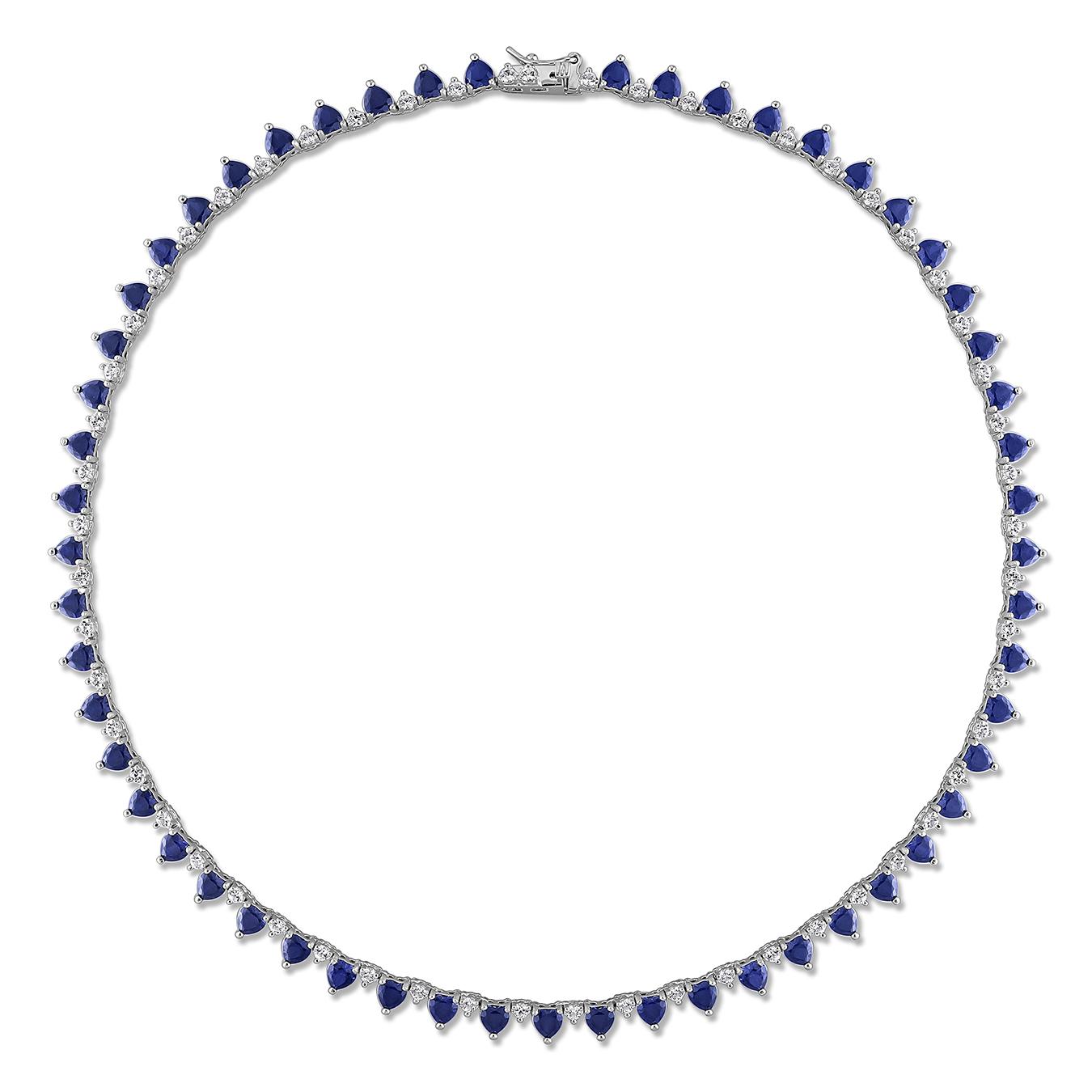 Julianna B Sterling Silver Created & Created White Sapphire Necklace 16