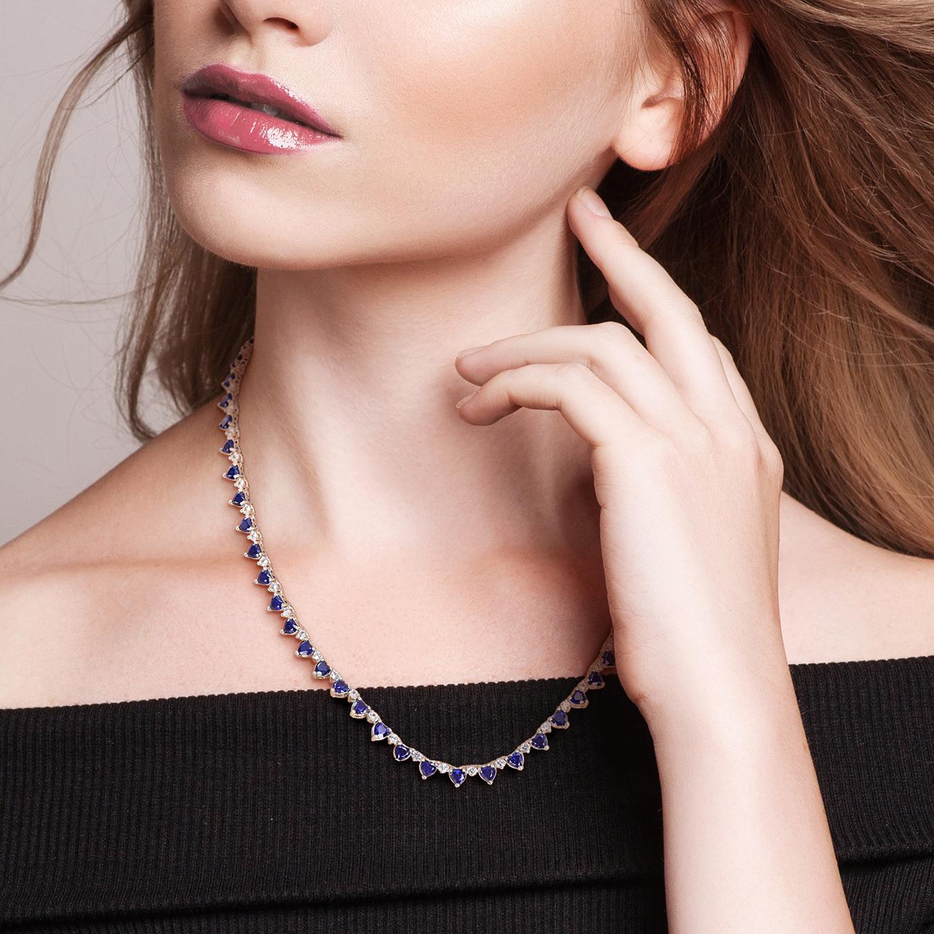 Julianna B Sterling Silver Created & Created White Sapphire Necklace 16
