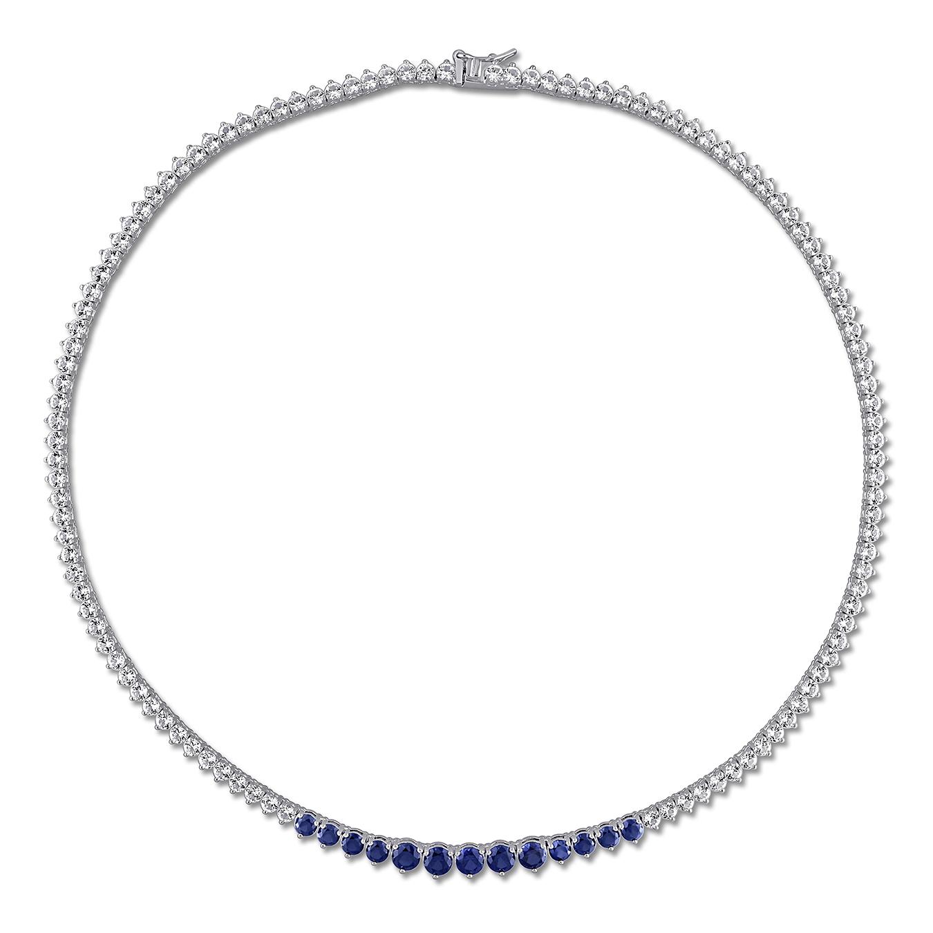 Julianna B Sterling Silver Created & Created White Sapphire Necklace 18