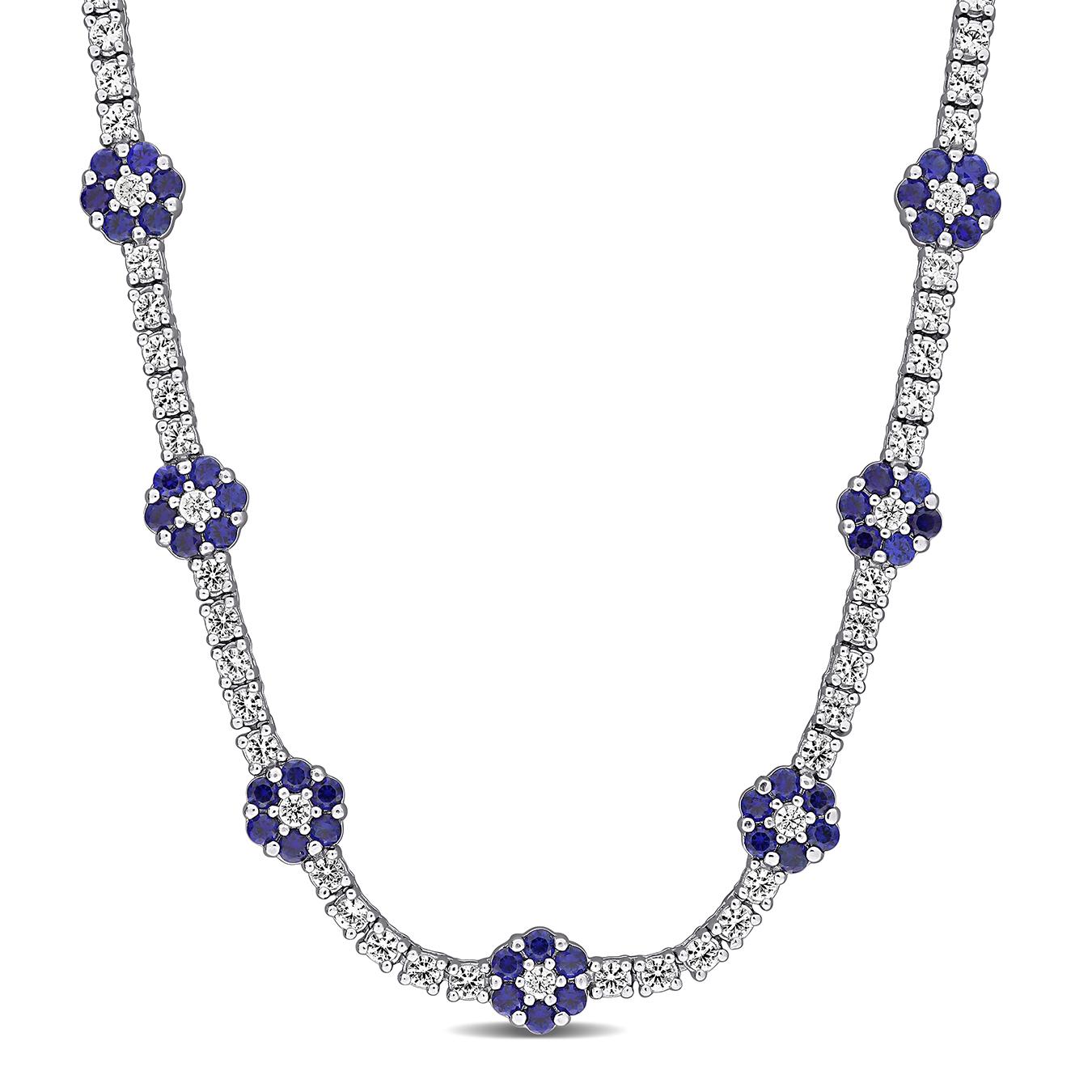 Julianna B Sterling Silver Created & Created White Sapphire Necklace 16"+2