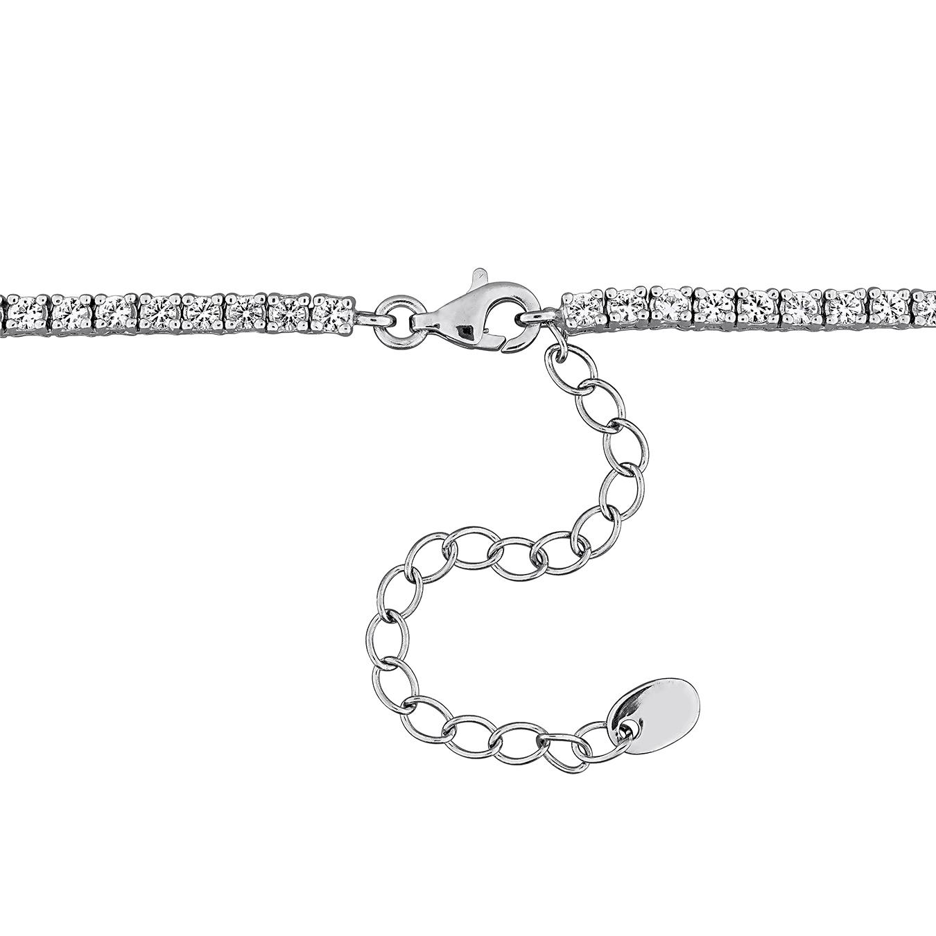Julianna B Sterling Silver Created & Created White Sapphire Necklace 16"+2