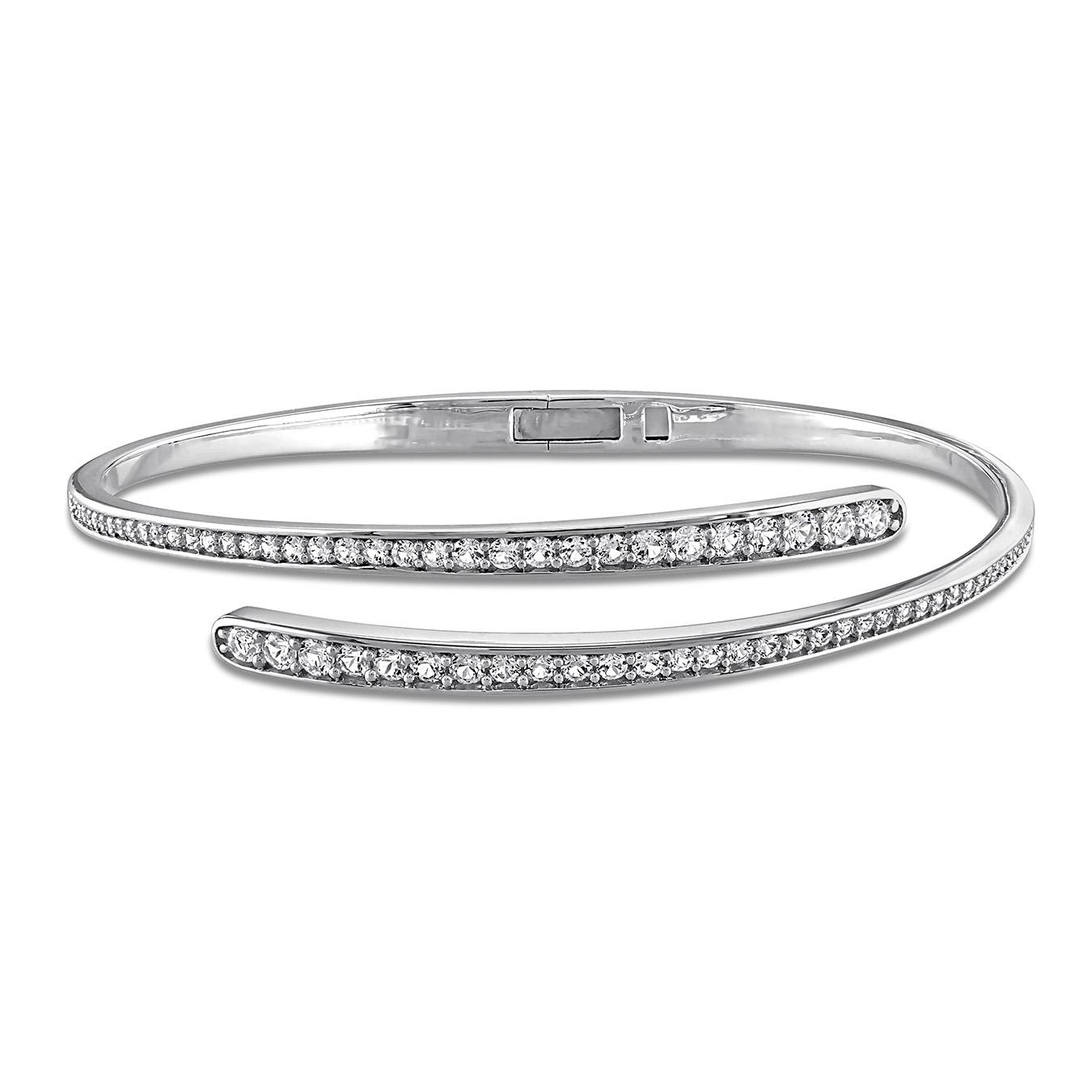 Julianna B Sterling Silver  Created White Sapphire Bangle