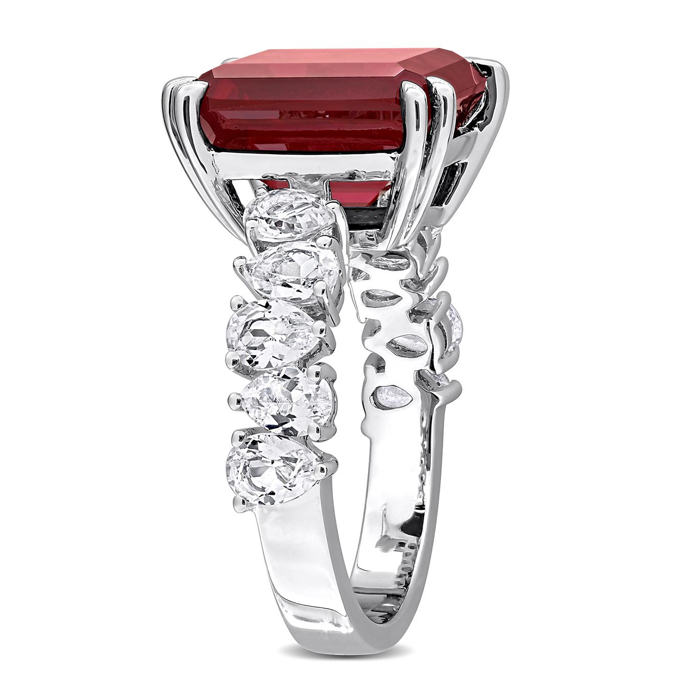 Julianna B Sterling Silver Created Ruby & Created White Sapphire Cocktail Ring