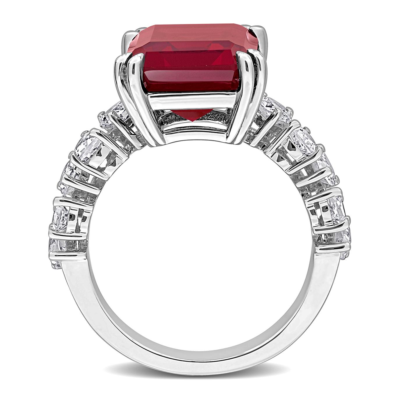Julianna B Sterling Silver Created Ruby & Created White Sapphire Cocktail Ring