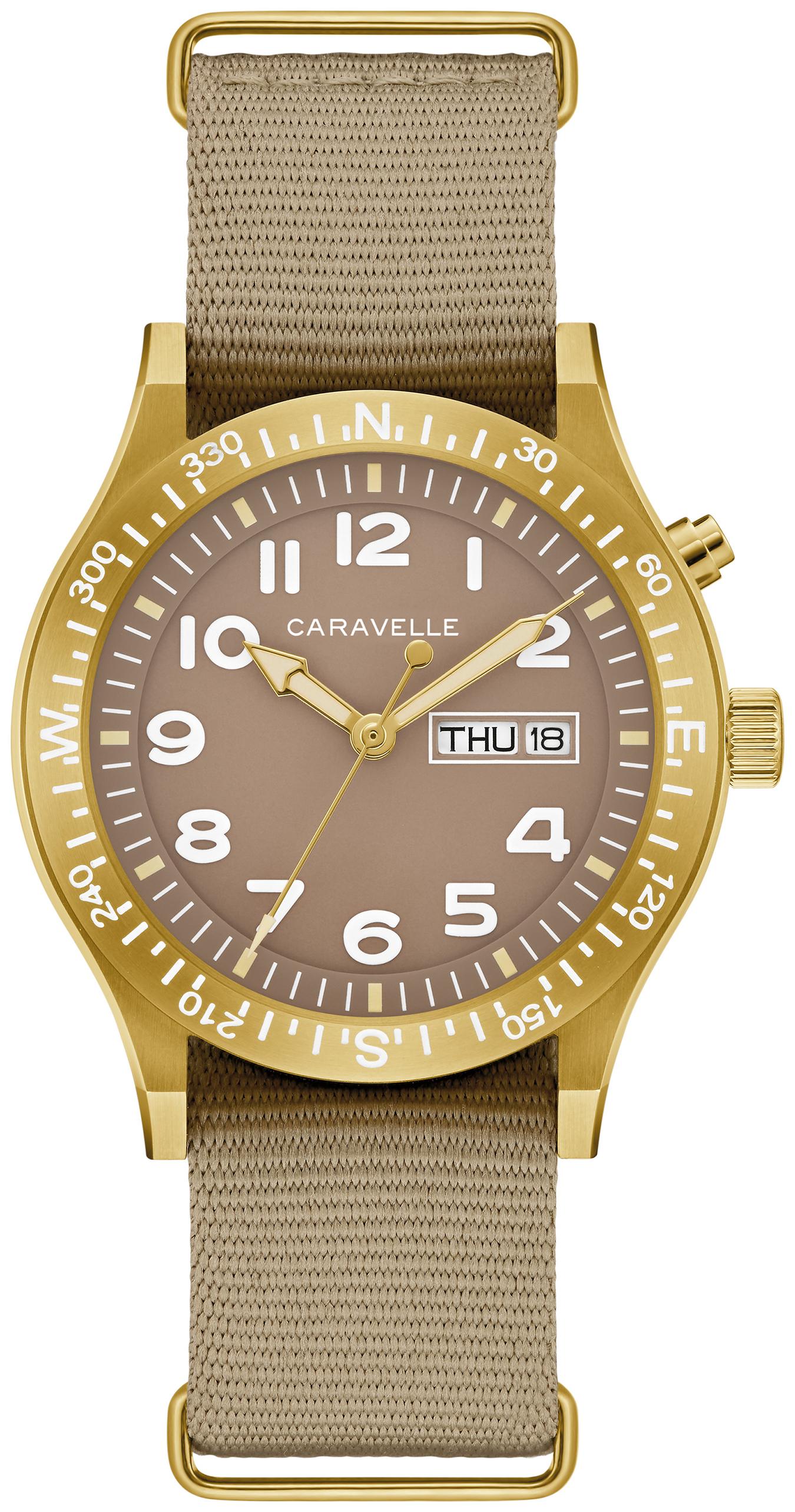Caravelle Men'S Lite Up Taupe Dial Watch