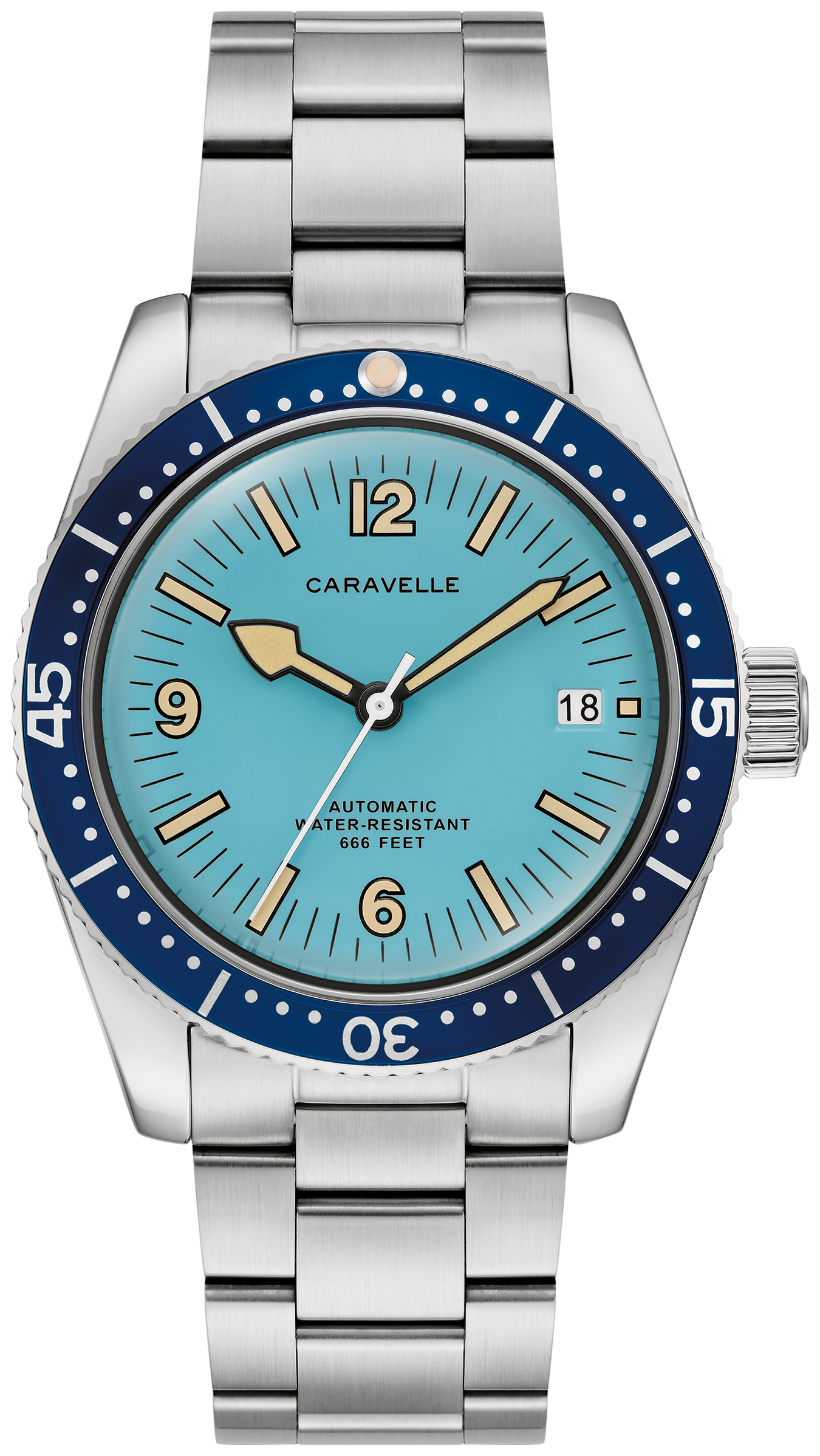 Caravelle Men'S Sea Hunter Light Blue Dial Watch