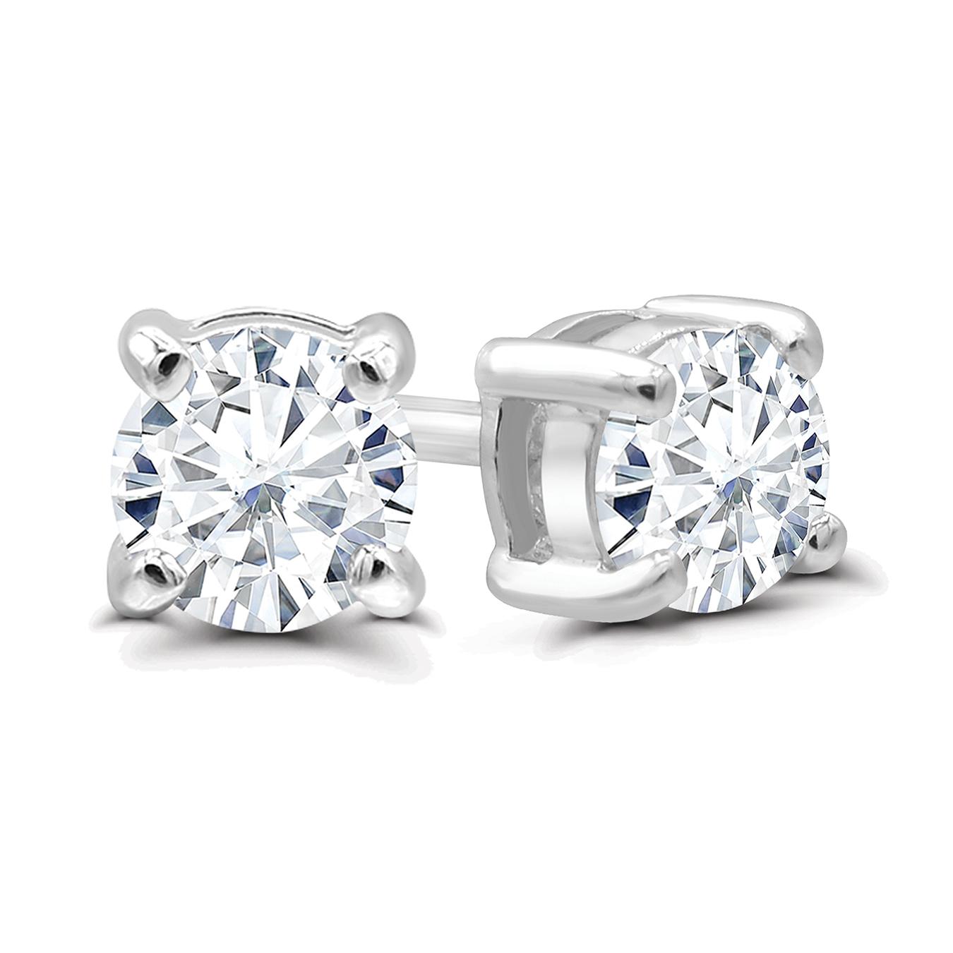Sterling Silver 4Mm White Topaz Stud Earrings
