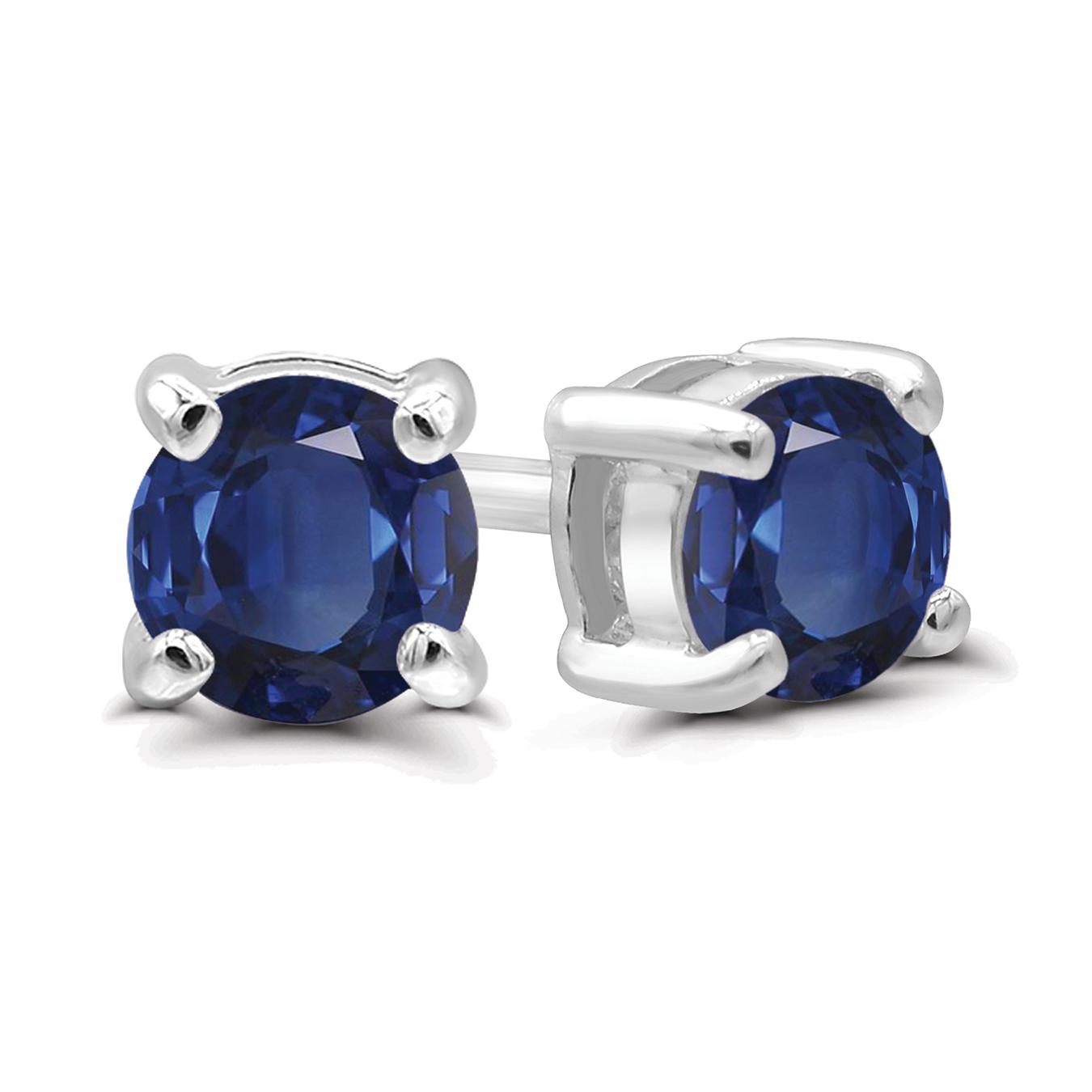 Sterling Silver 4Mm Sapphire Stud Earrings