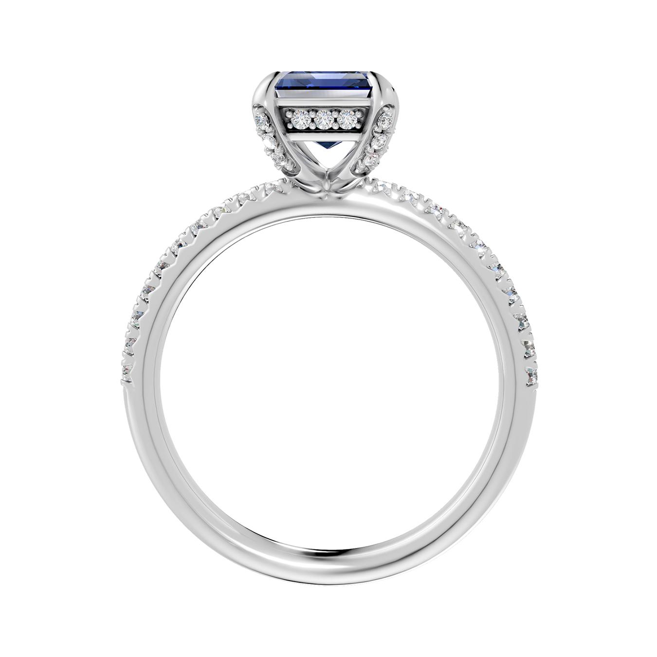 Sterling Silver Created Sapphire & Lab Grown Diamond Ring