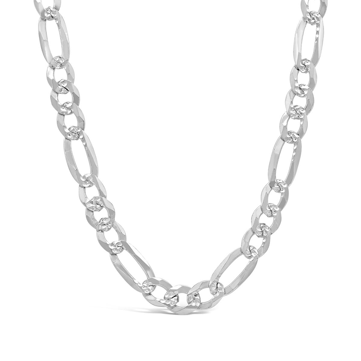 Sterling Silver 22" Pave Figaro Link Chain