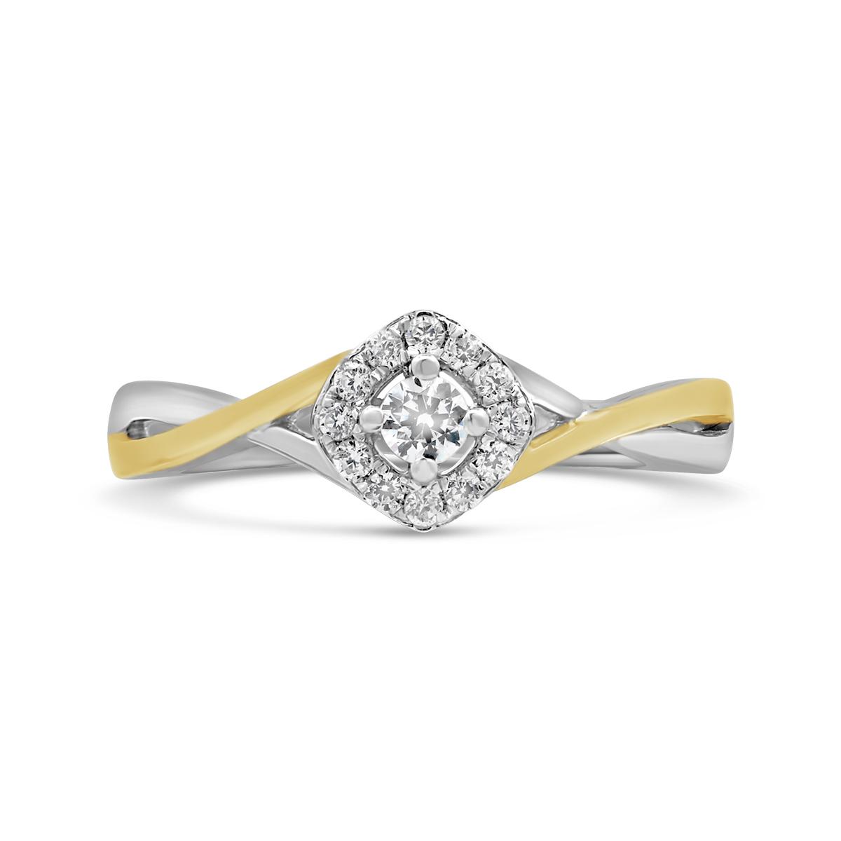 New Brilliance Lab Grown .18Ctw Diamond Ring In Sterling Silver & 10K Yellow