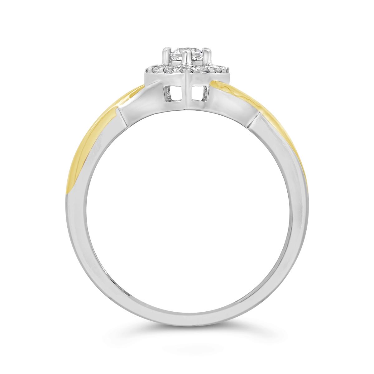 New Brilliance Lab Grown .18Ctw Diamond Ring In Sterling Silver & 10K Yellow