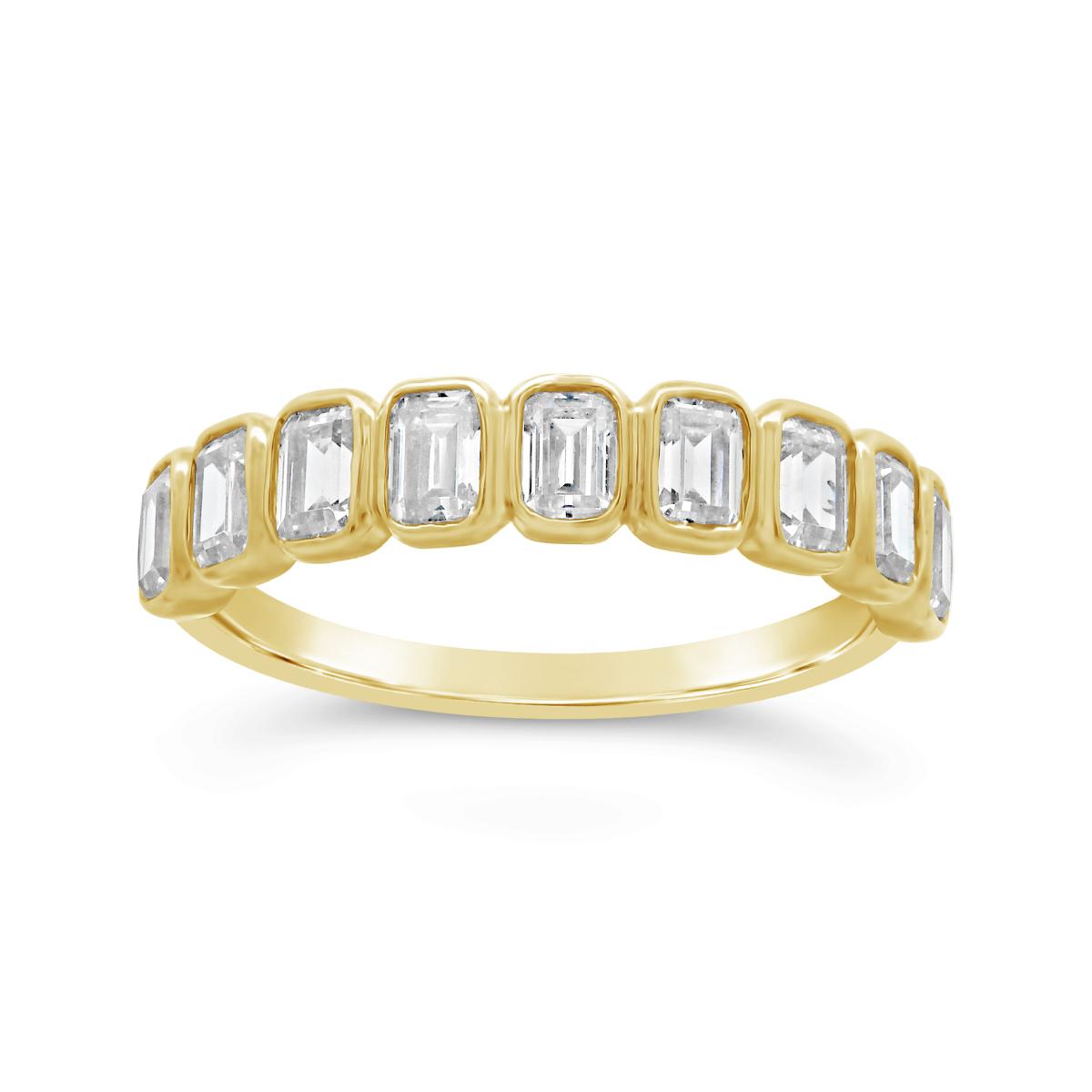 New Brilliance Lab Grown 1.00Ctw Radiant Cut Diamond Band In 10K Yellow Gold