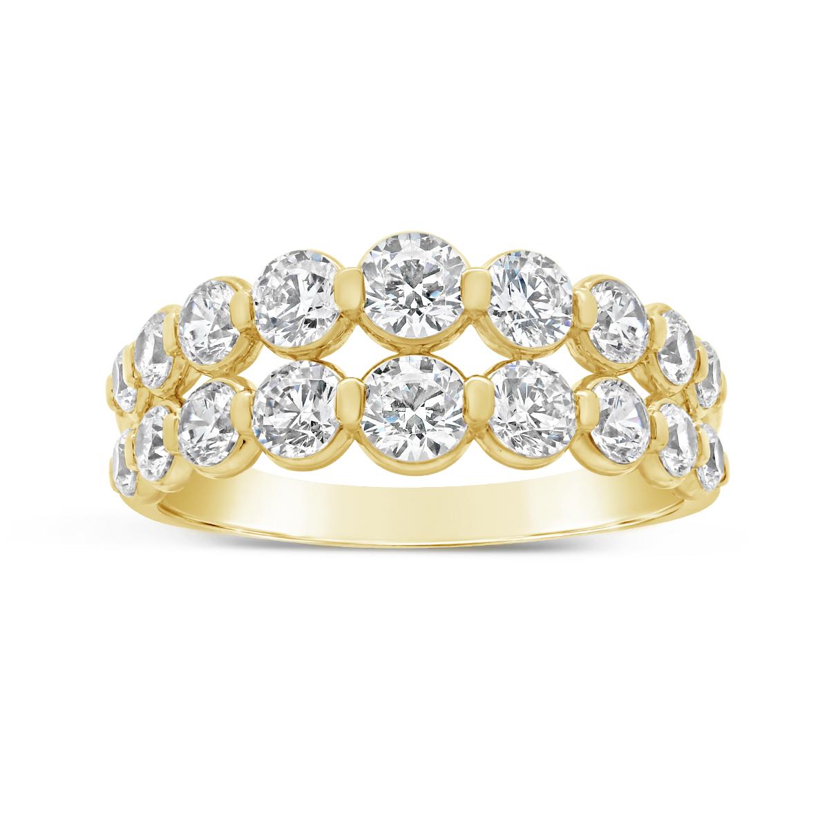 New Brilliance Lab Grown 2.00Ctw Diamond Double Row Band In 10K Yellow Gold