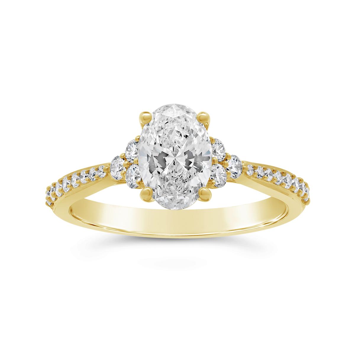 Above Love Lab Grown 1.42Ctw Oval Diamond Bridal Ring In 14K Yellow Gold