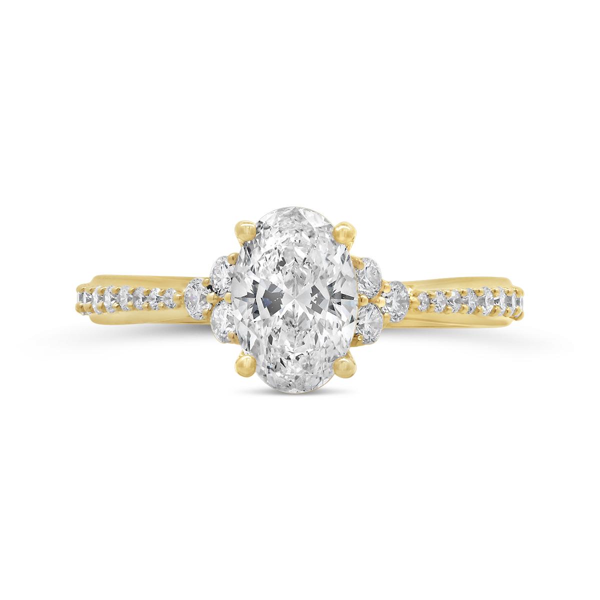 Above Love Lab Grown 1.42Ctw Oval Diamond Bridal Ring In 14K Yellow Gold