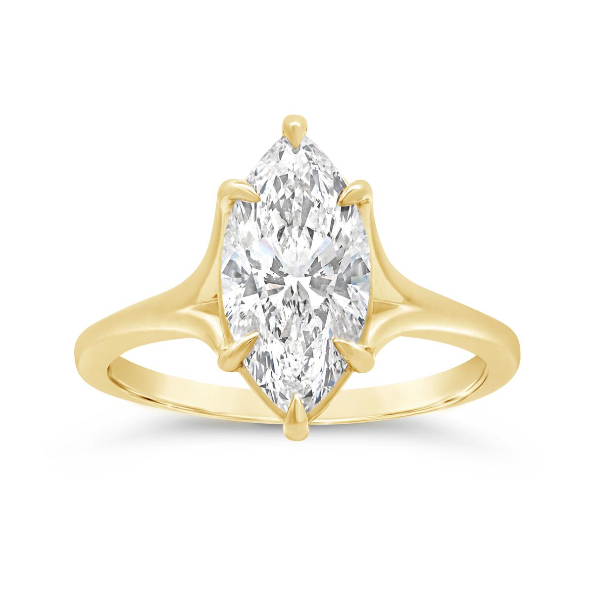 Above Love Lab Grown 2.23Ct Marquise Diamond Solitaire Ring In 14K Yellow Gold