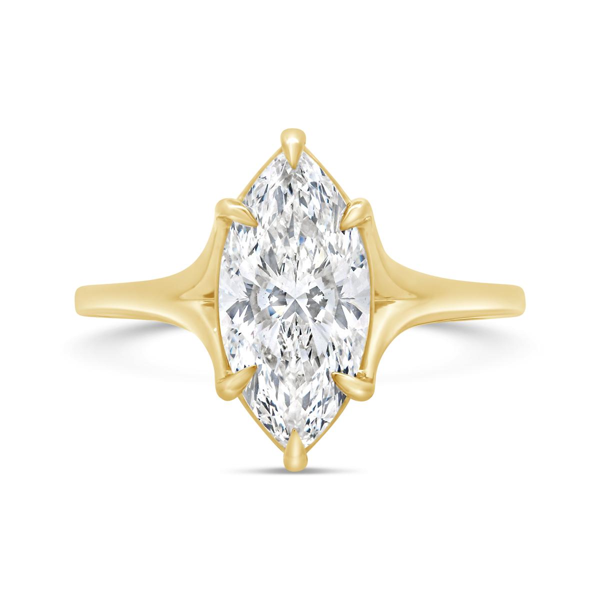 Above Love Lab Grown 2.23Ct Marquise Diamond Solitaire Ring In 14K Yellow Gold