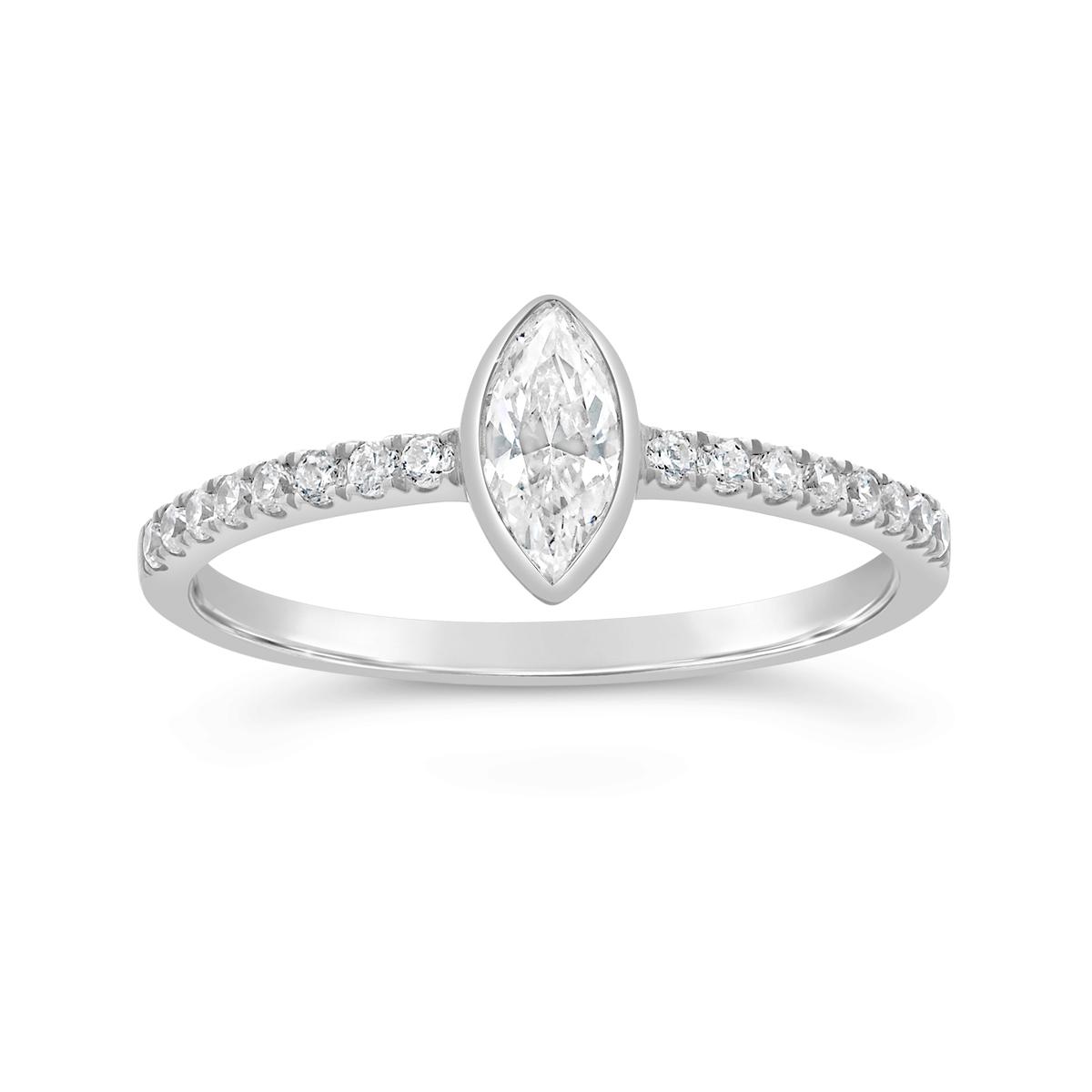 New Brilliance Lab Grown 0.35Ctw Diamond Marquise Ring In Sterling Silver