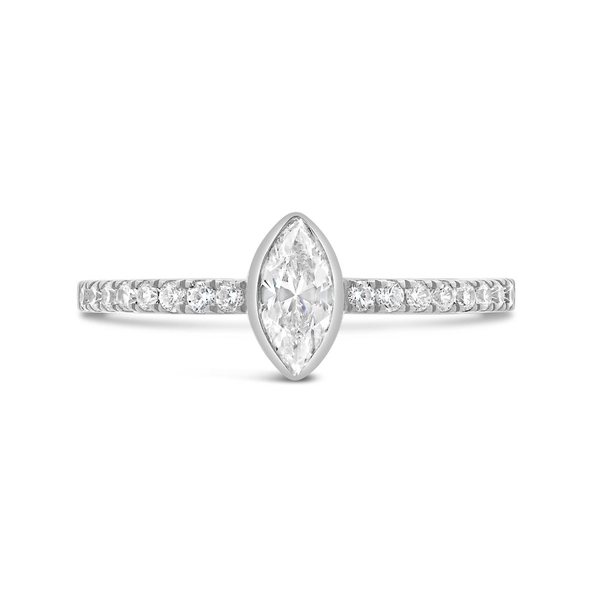 New Brilliance Lab Grown 0.35Ctw Diamond Marquise Ring In Sterling Silver