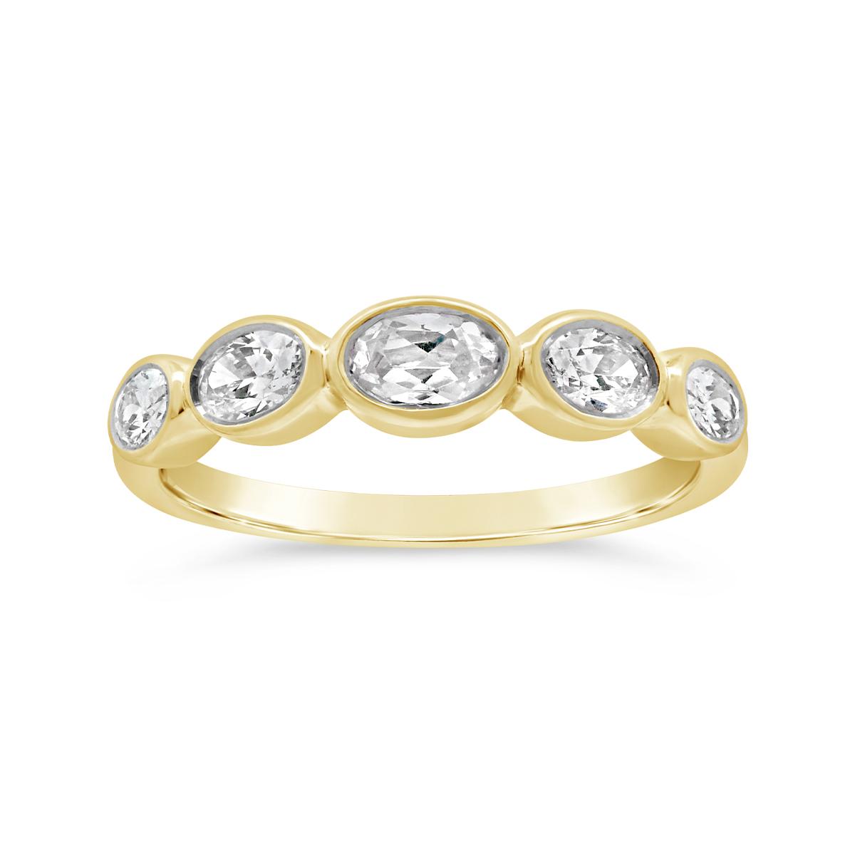 New Brilliance Lab Grown 0.70Ctw Diamond Oval Band In 10K Yellow Gold