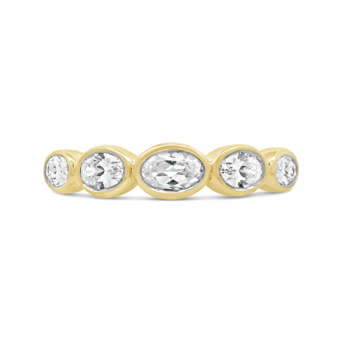 New Brilliance Lab Grown 0.70Ctw Diamond Oval Band In 10K Yellow Gold