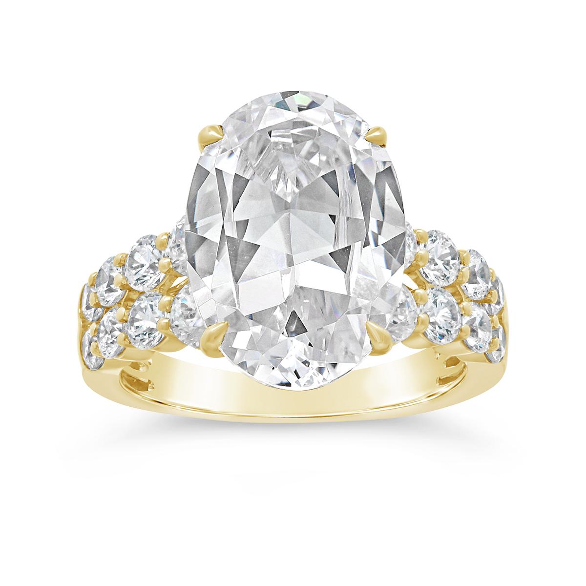 New Brilliance Lab Grown 7.45Ctw Diamond Oval Bridal Ring In 14K Yellow Gold
