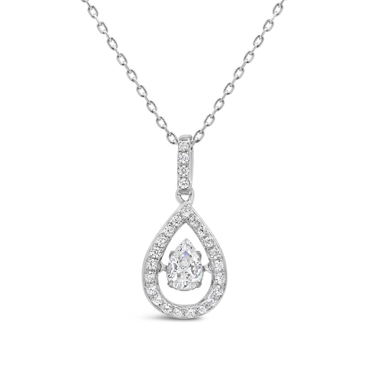 New Brilliance Lab Grown 0.45Ctw Dancing Diamond Pendant In Sterling Silver