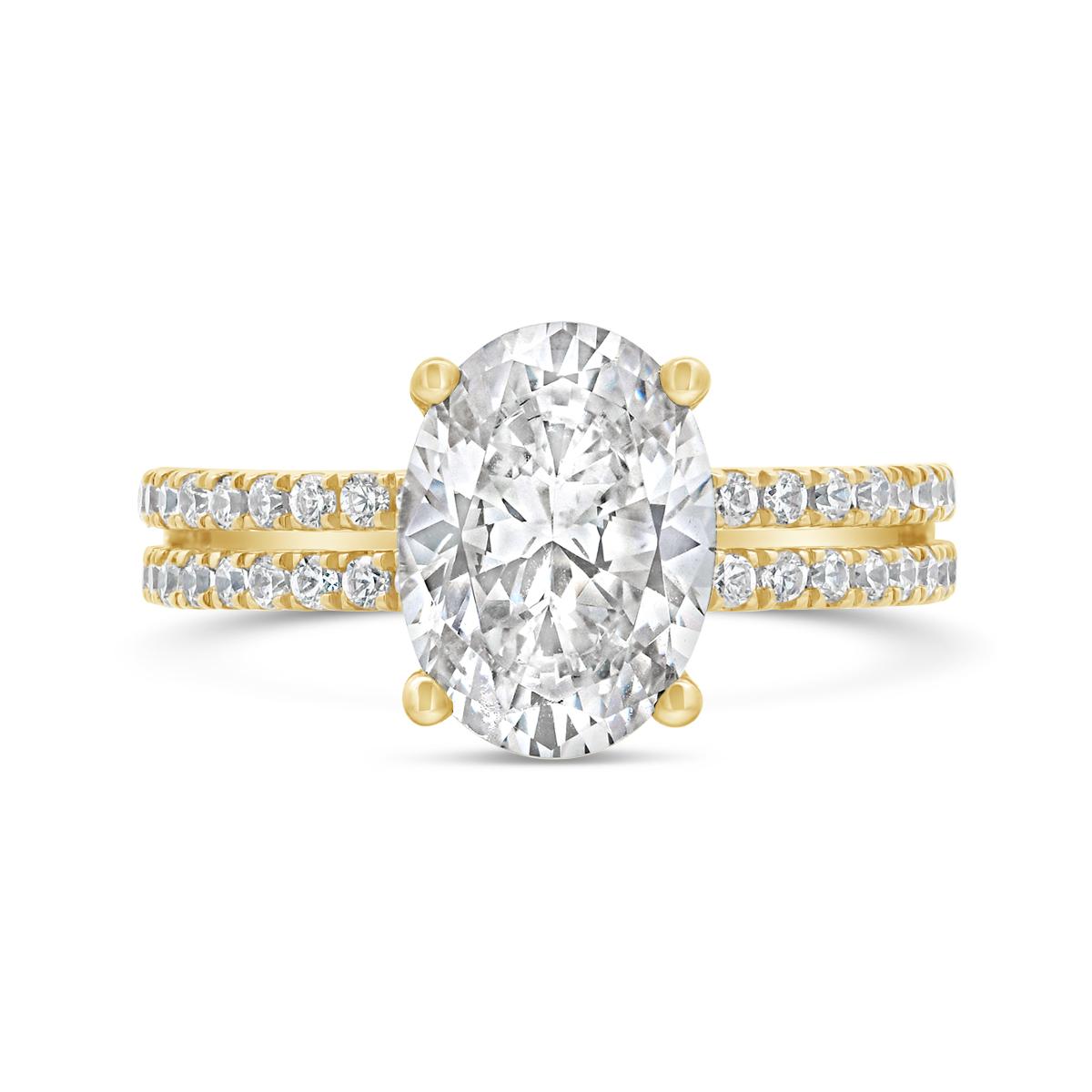 New Brilliance Lab Grown 3.50Ctw Oval Diamond Bridal Ring In 14K Yellow Gold