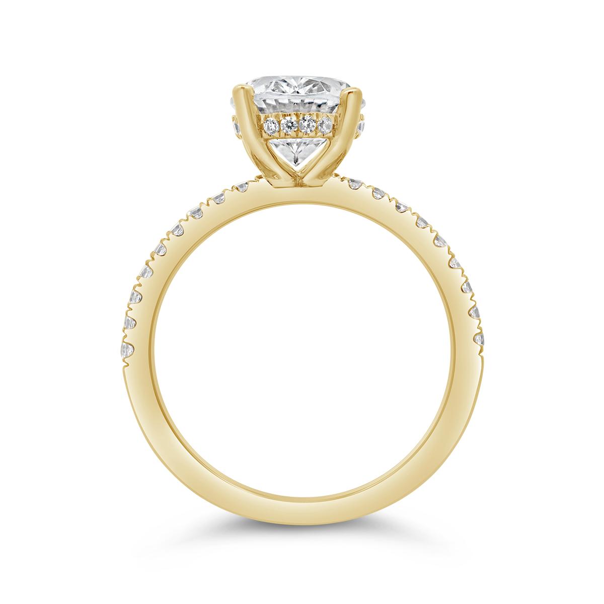 New Brilliance Lab Grown 3.50Ctw Oval Diamond Bridal Ring In 14K Yellow Gold