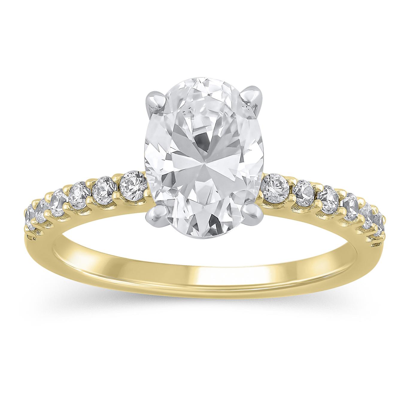 New Brilliance Oval Lab Grown 1.70Ctw Diamond Ring In 14K Yellow And White Gold